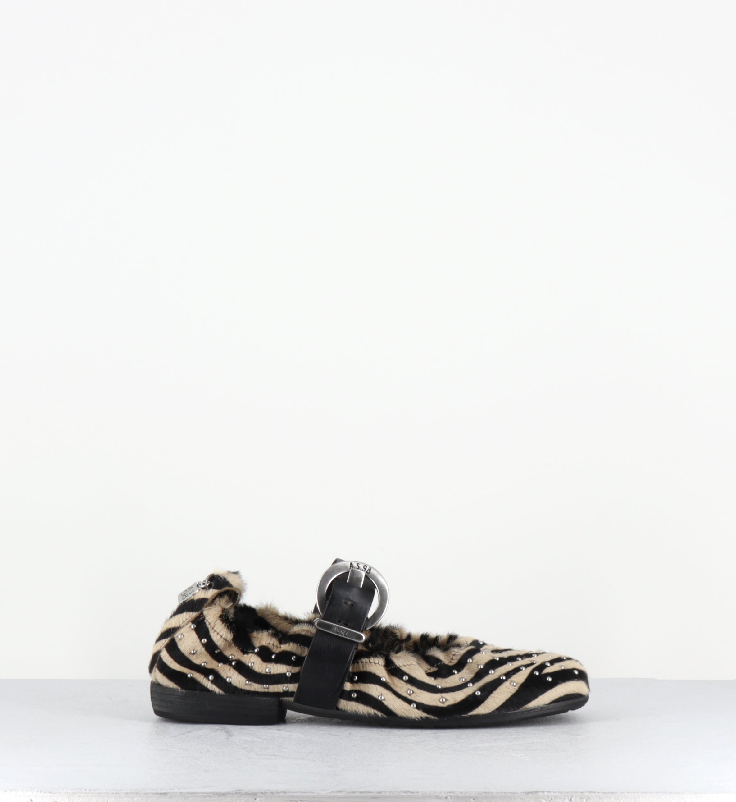 Ballerines pony zèbre boucle noir - C30104 CAPPUCINO NERO