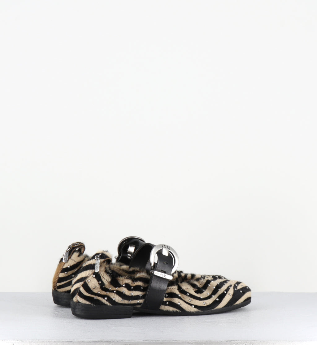 Ballerines pony zèbre boucle noir - C30104 CAPPUCINO NERO