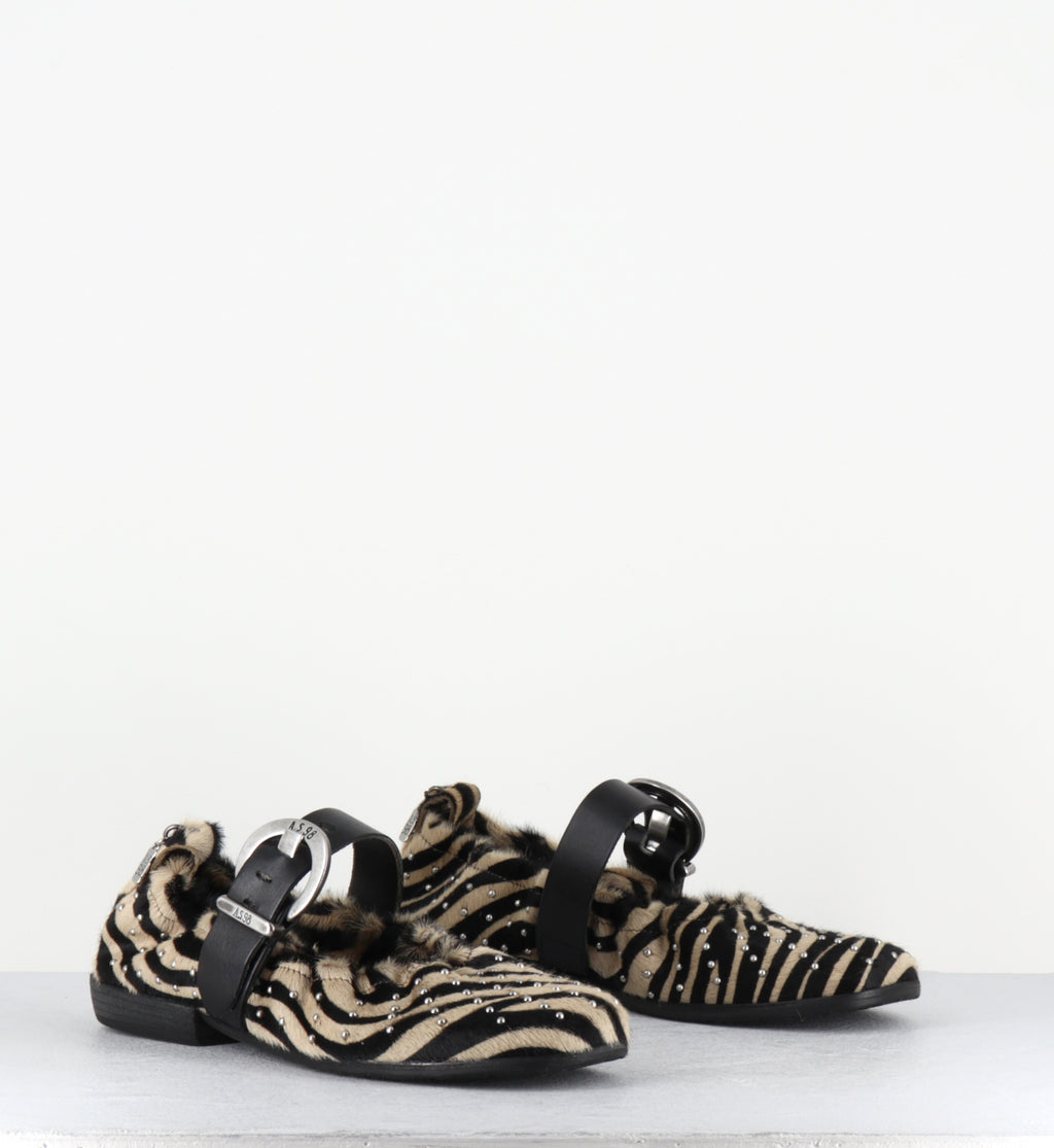 Ballerines pony zèbre boucle noir - C30104 CAPPUCINO NERO