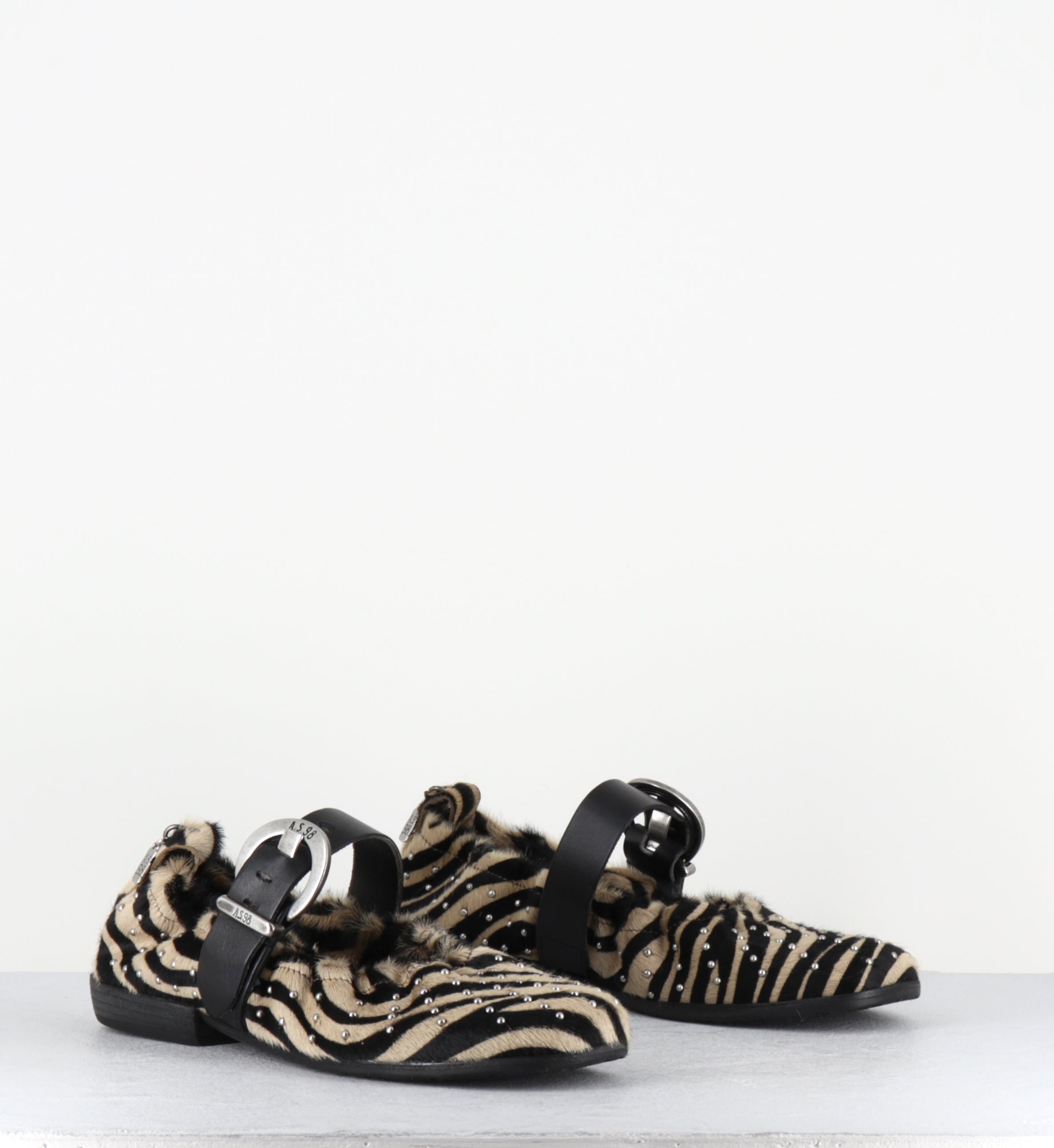 Ballerines pony zèbre boucle noir - C30104 CAPPUCINO NERO