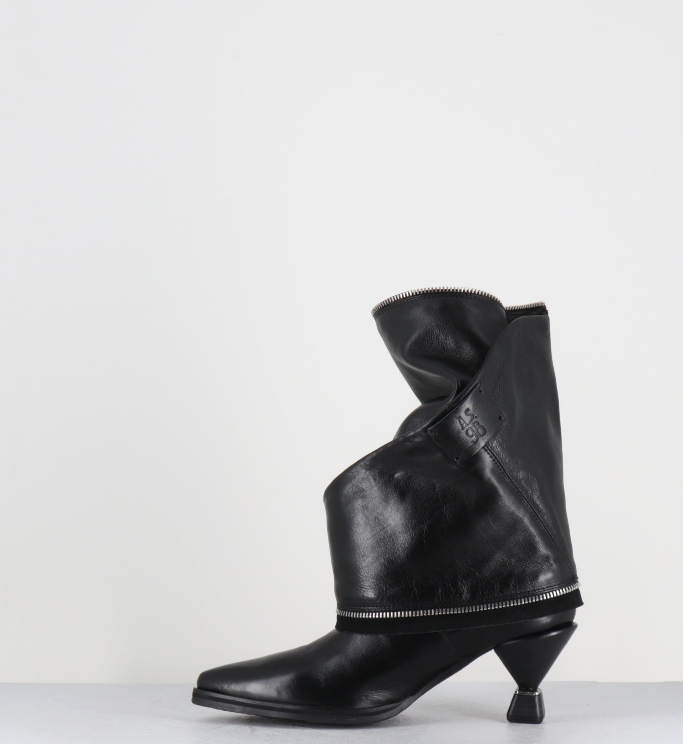 Bottes cuir noir pointu zip - C47303 SILLAR NERO