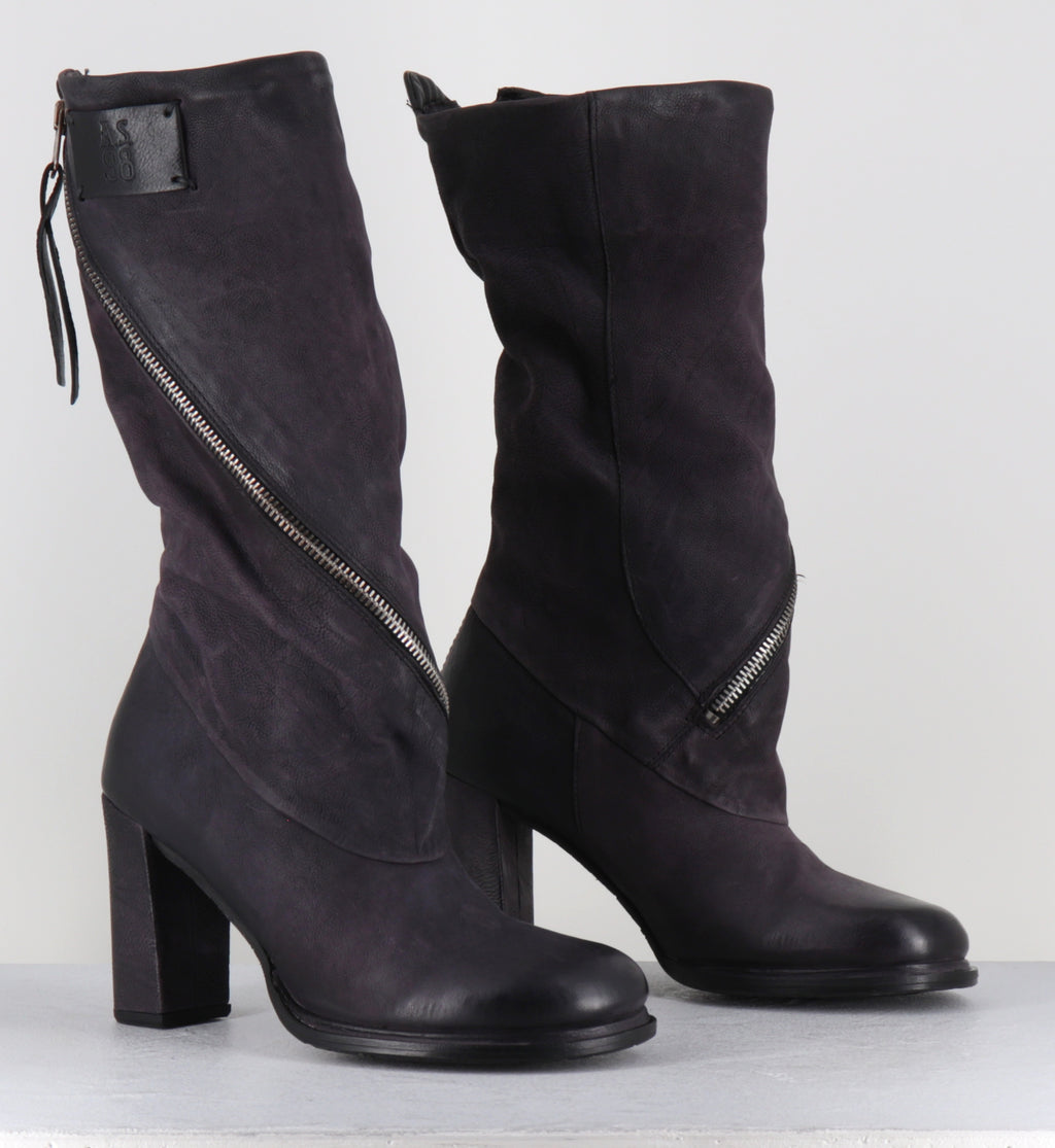 Bottes en daim violet zip - C49302 LADY MUSE