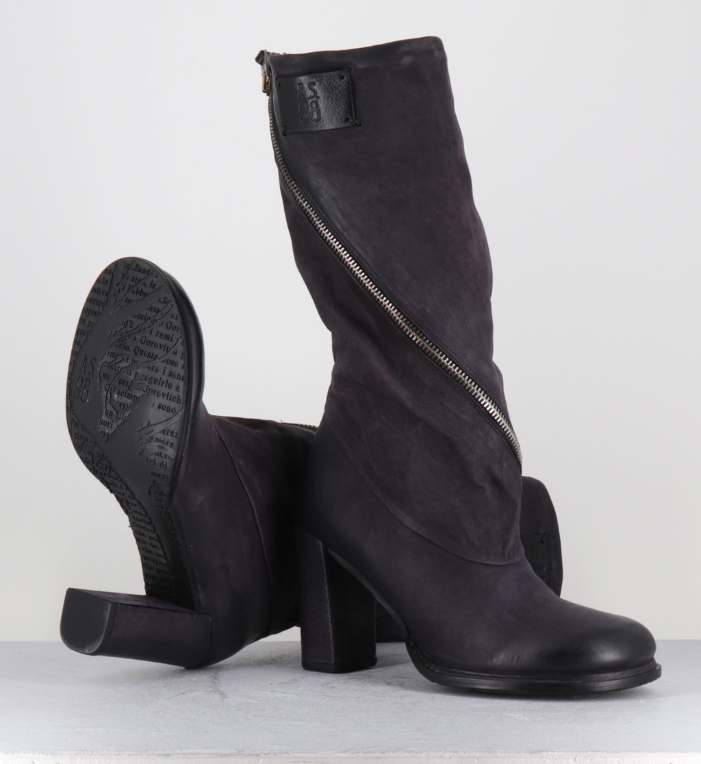 Bottes en daim violet zip - C49302 LADY MUSE