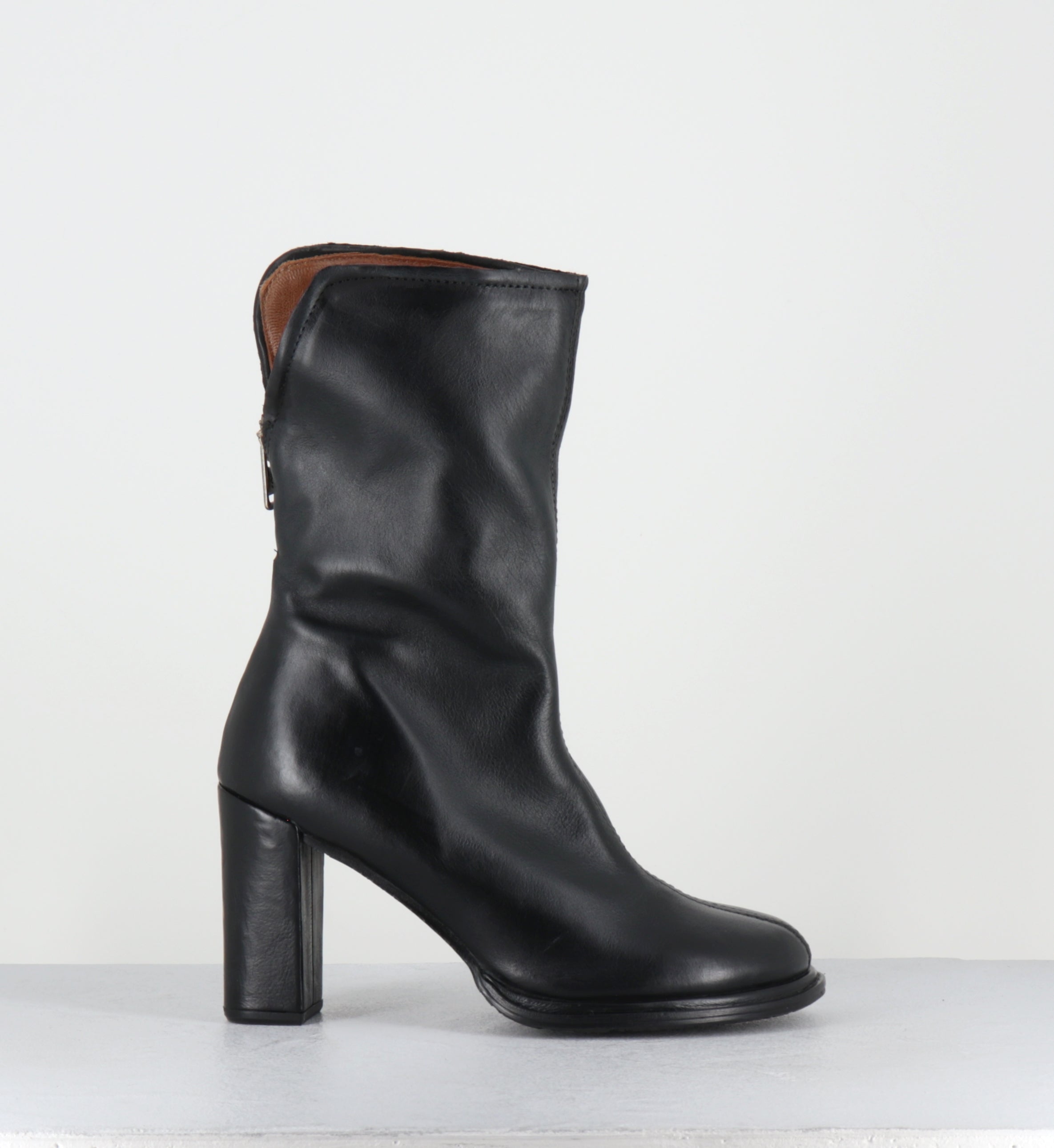 Boots en cuir noir talon haut - C49201 LADY NERO