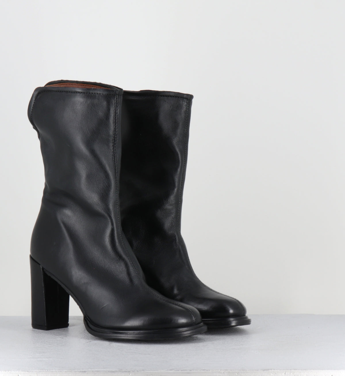 Boots en cuir noir talon haut - C49201 LADY NERO