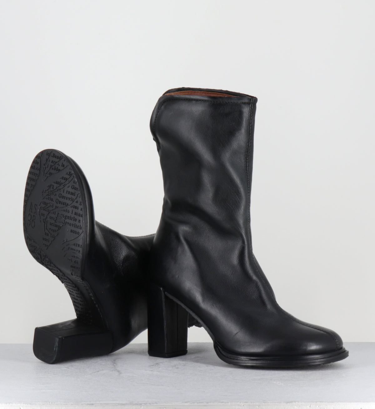 Boots en cuir noir talon haut - C49201 LADY NERO
