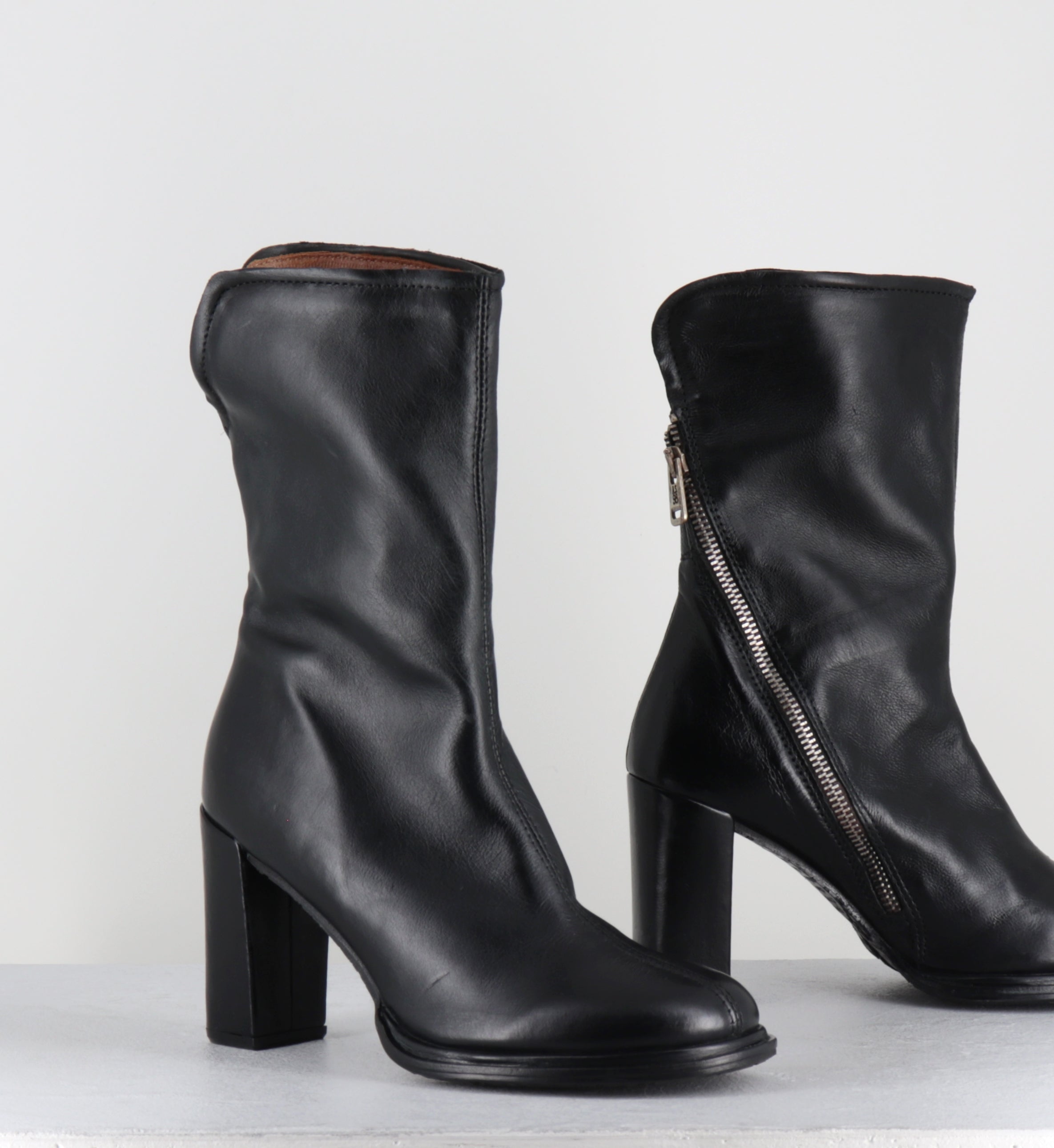 Boots en cuir noir talon haut - C49201 LADY NERO
