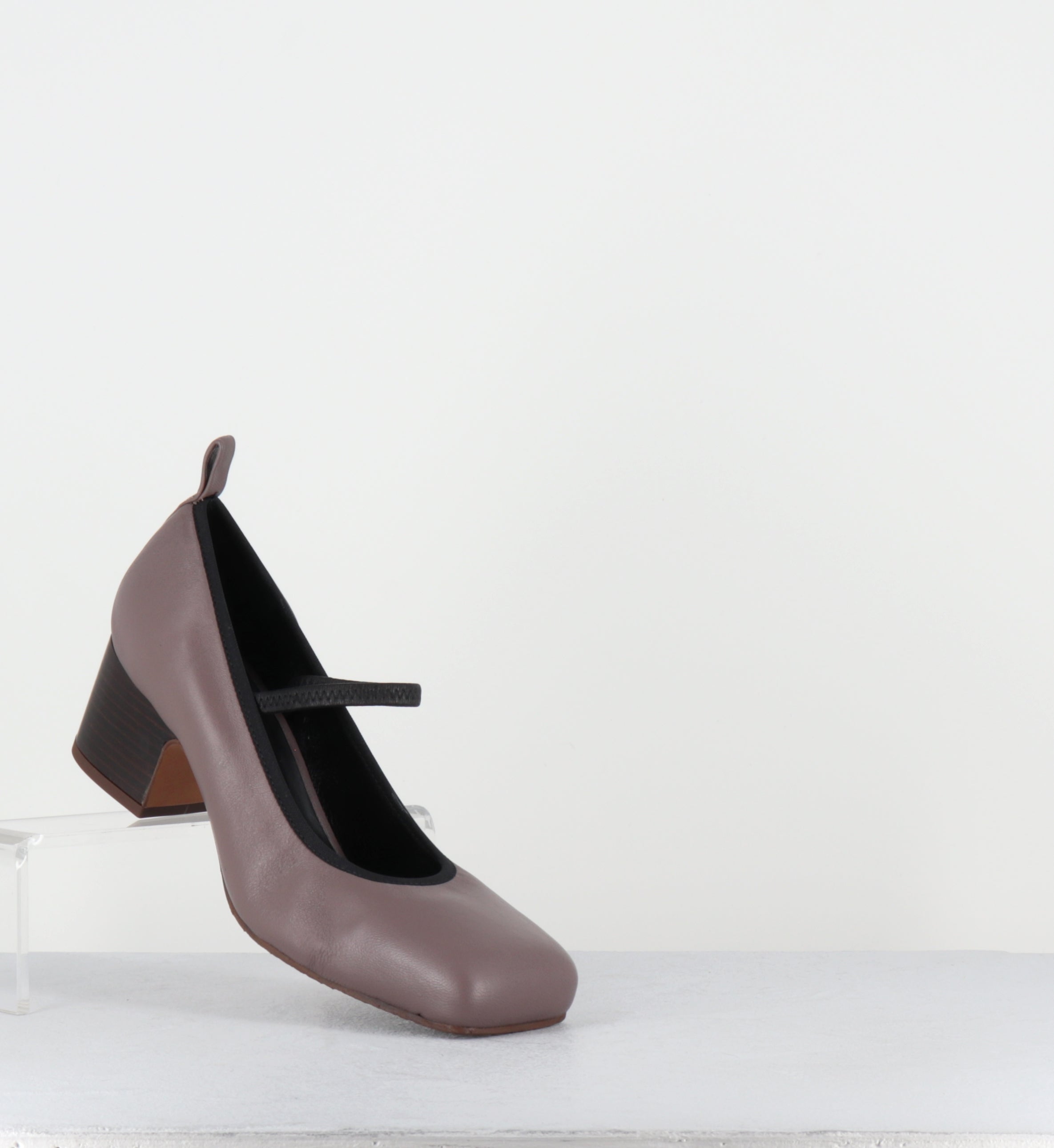 Escarpins élastique en cuir taupe - ERBE NAPPA VISON