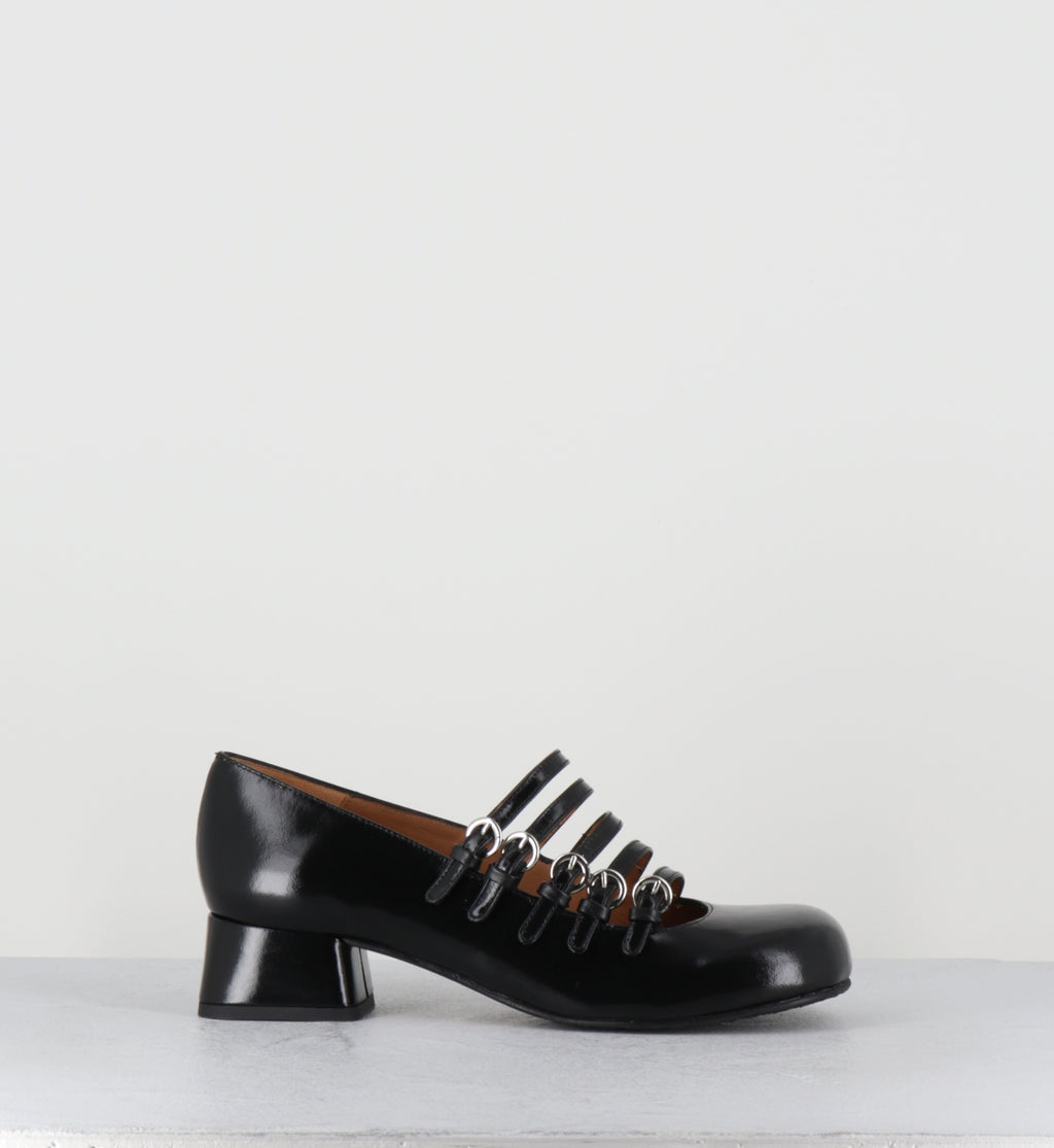 Babies multi-brides cuir noir - FERO EGIDIO BLACK