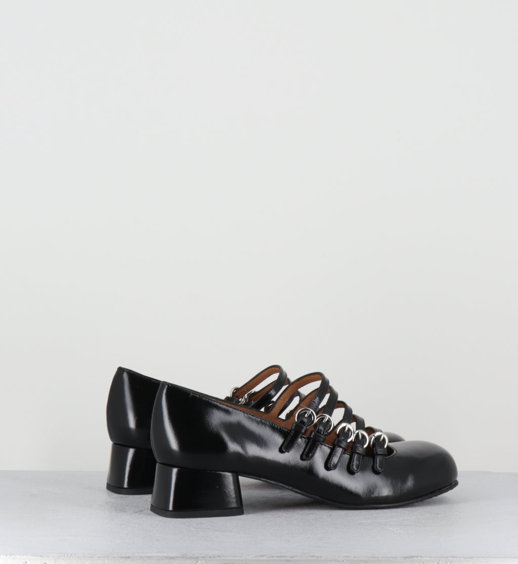Babies multi-brides cuir noir - FERO EGIDIO BLACK