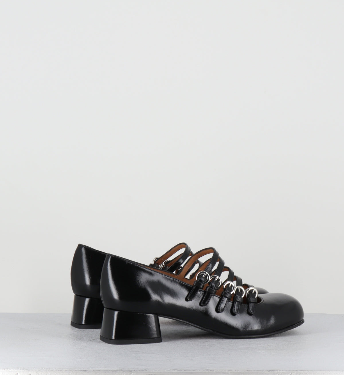 Babies multi-brides cuir noir - FERO EGIDIO BLACK