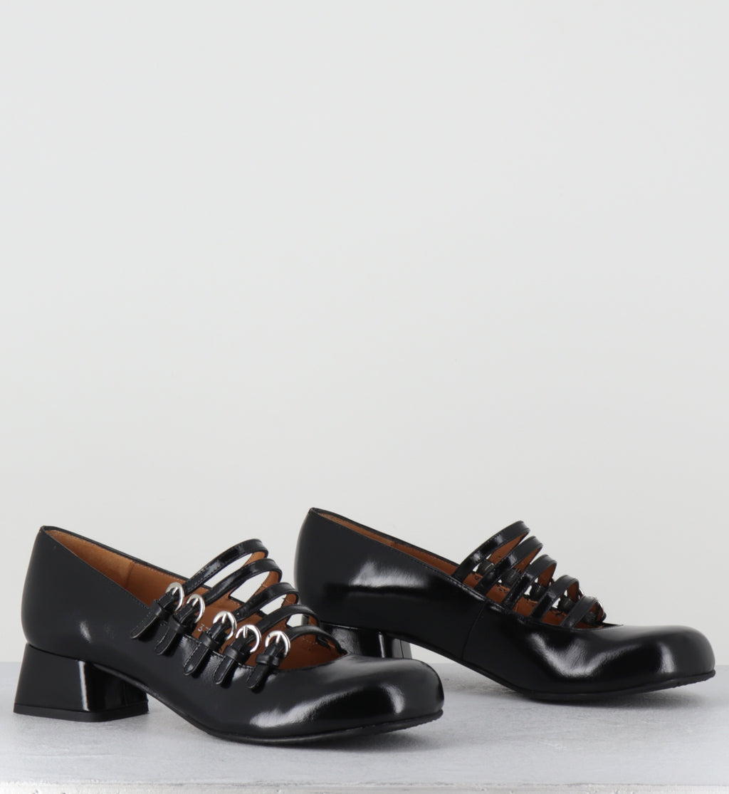 Babies multi-brides cuir noir - FERO EGIDIO BLACK