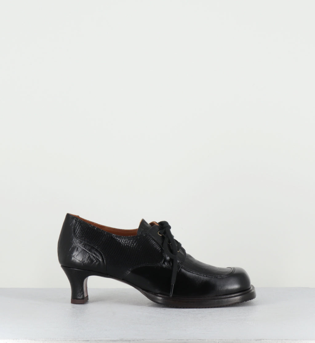 Derby à lacets à talon en cuir noir - BRAIAN RAMONA NEGRO