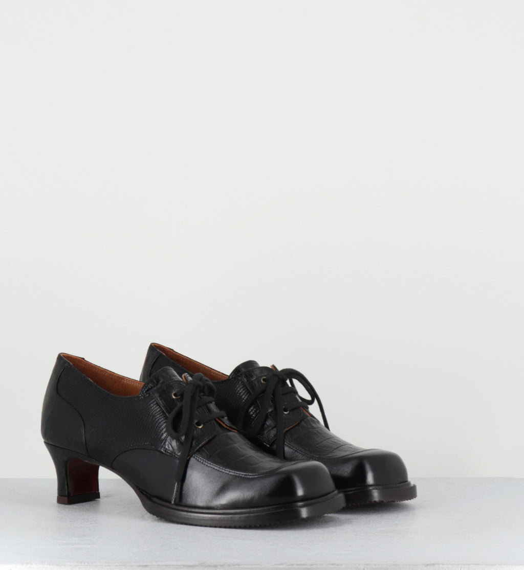 Derby à lacets à talon en cuir noir - BRAIAN RAMONA NEGRO