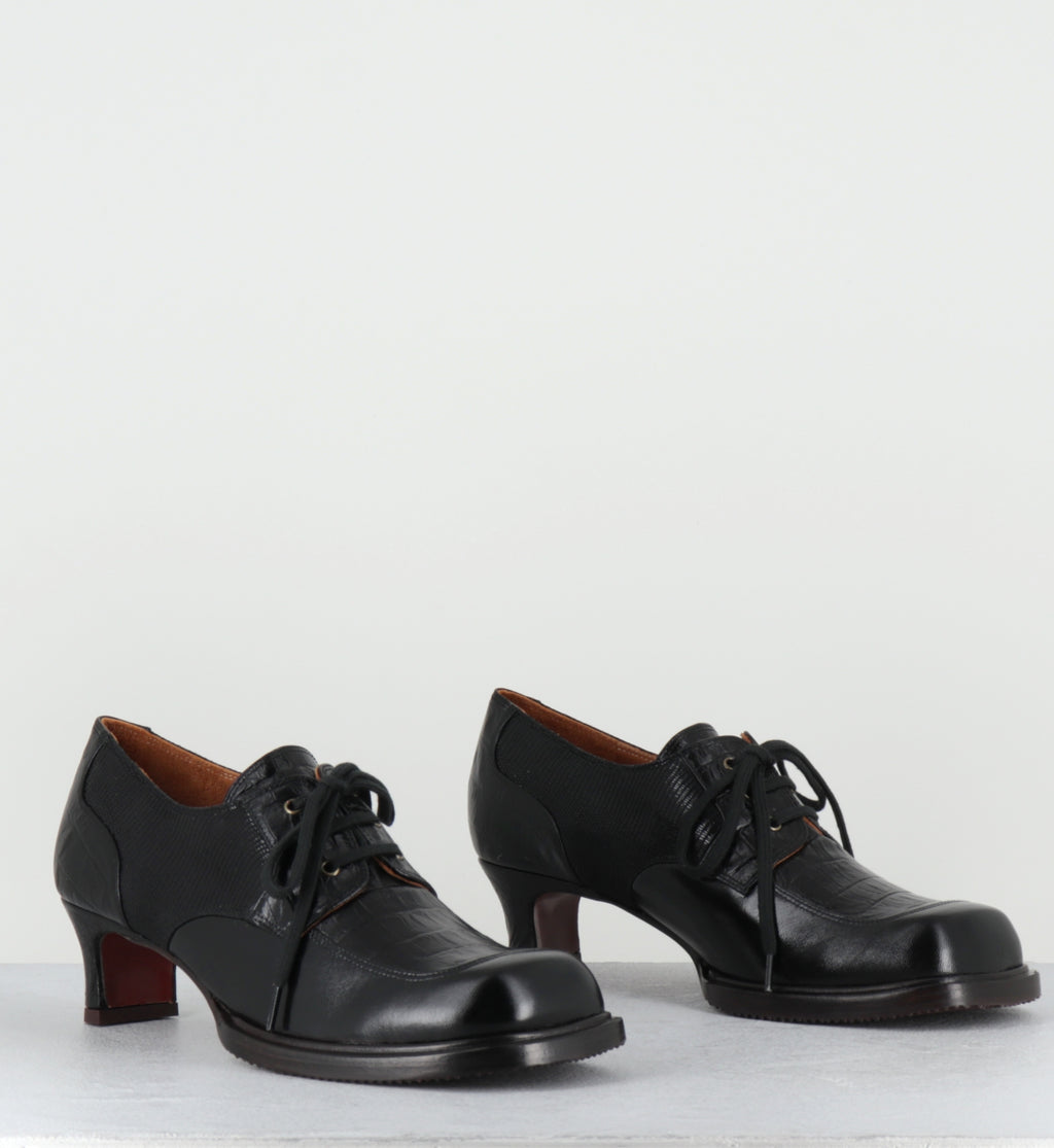 Derby à lacets à talon en cuir noir - BRAIAN RAMONA NEGRO
