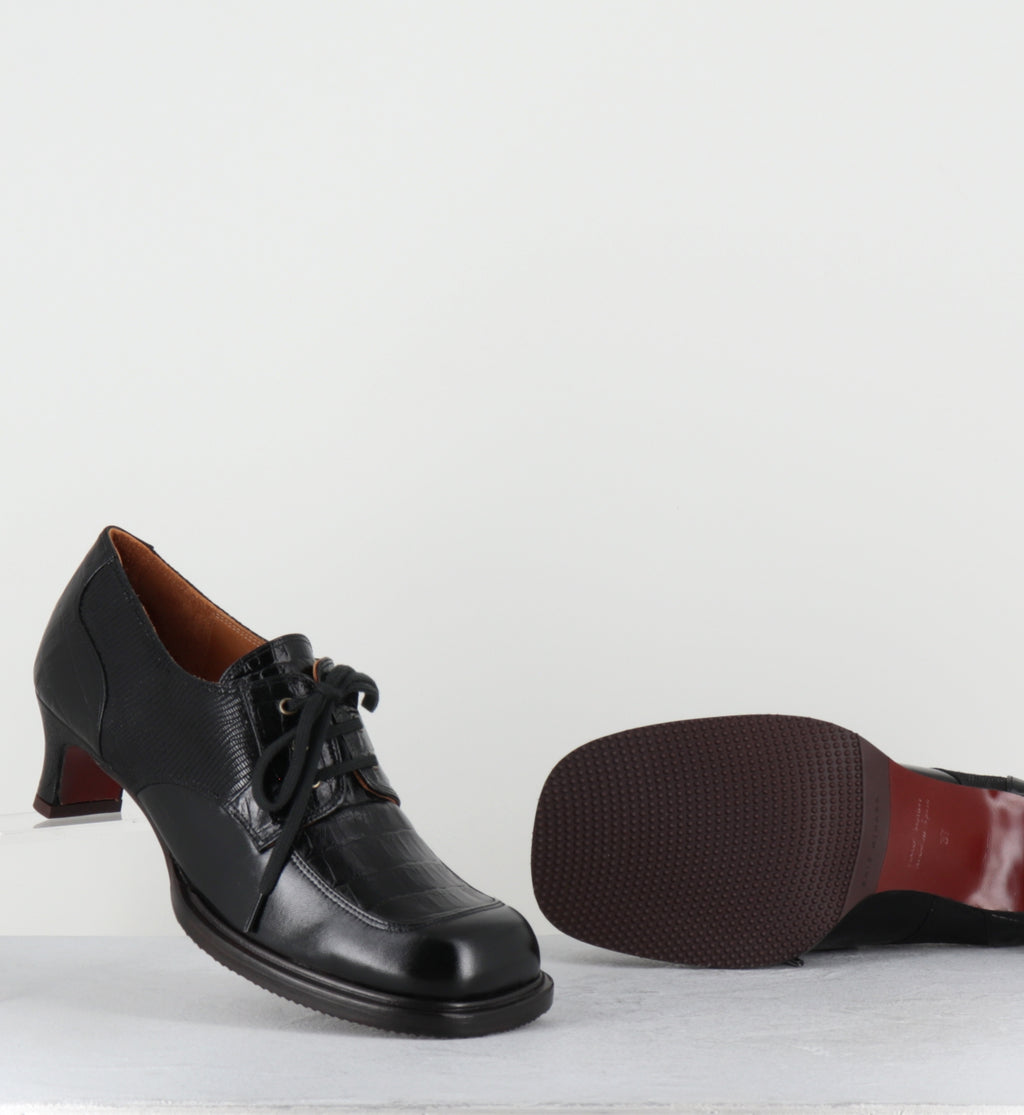 Derby à lacets à talon en cuir noir - BRAIAN RAMONA NEGRO