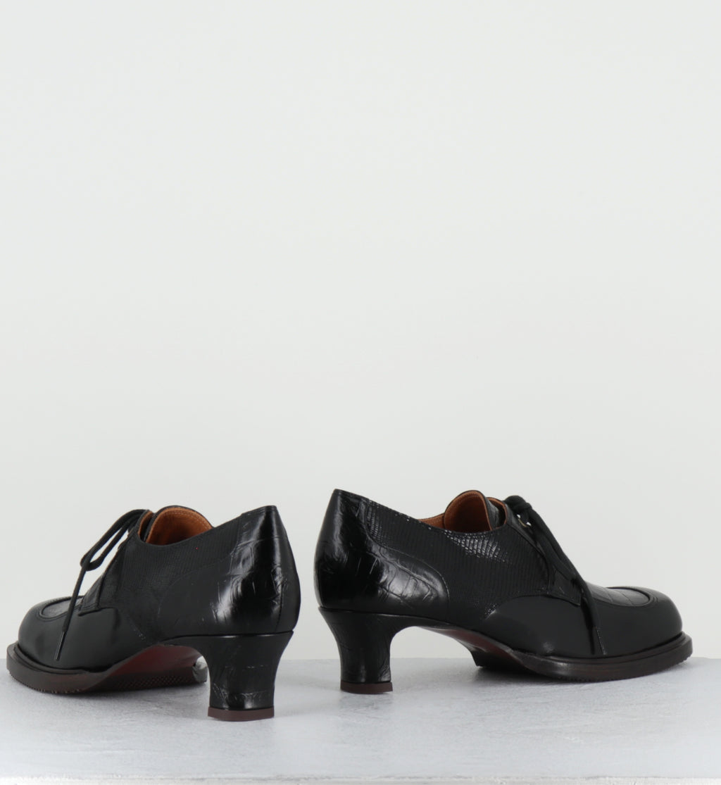 Derby à lacets à talon en cuir noir - BRAIAN RAMONA NEGRO