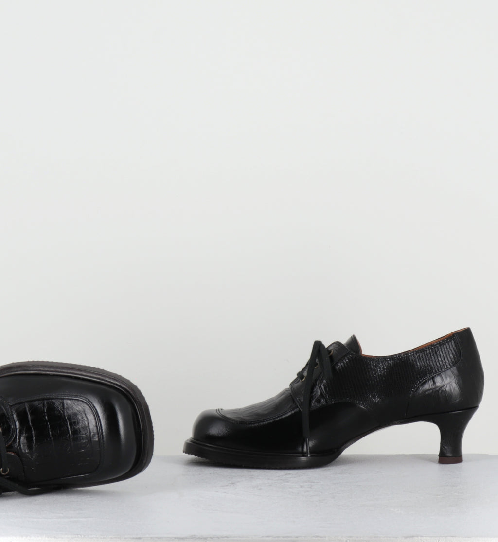 Derby à lacets à talon en cuir noir - BRAIAN RAMONA NEGRO