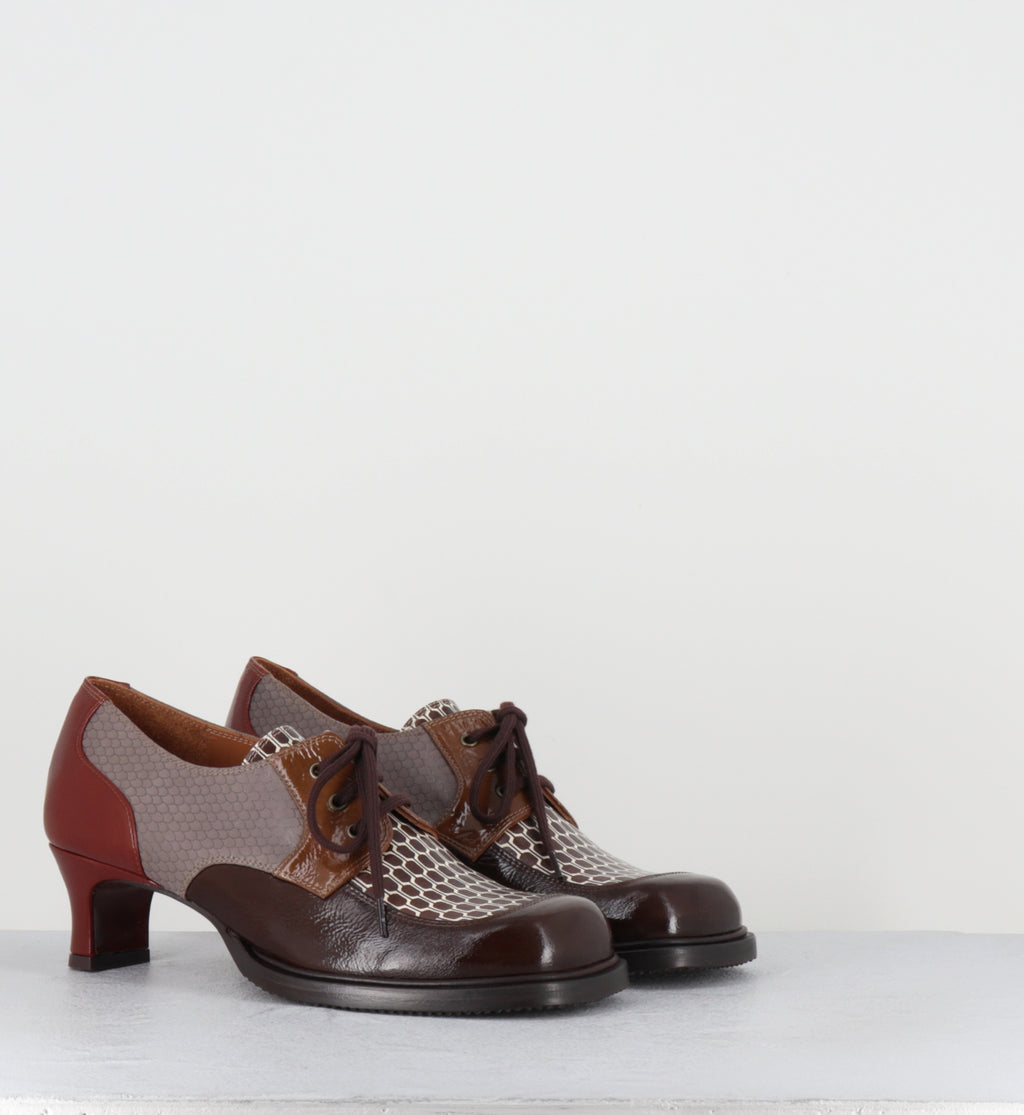 Derby à lacets à talon en cuir marron - BRAIAN SUCRE CHOCO