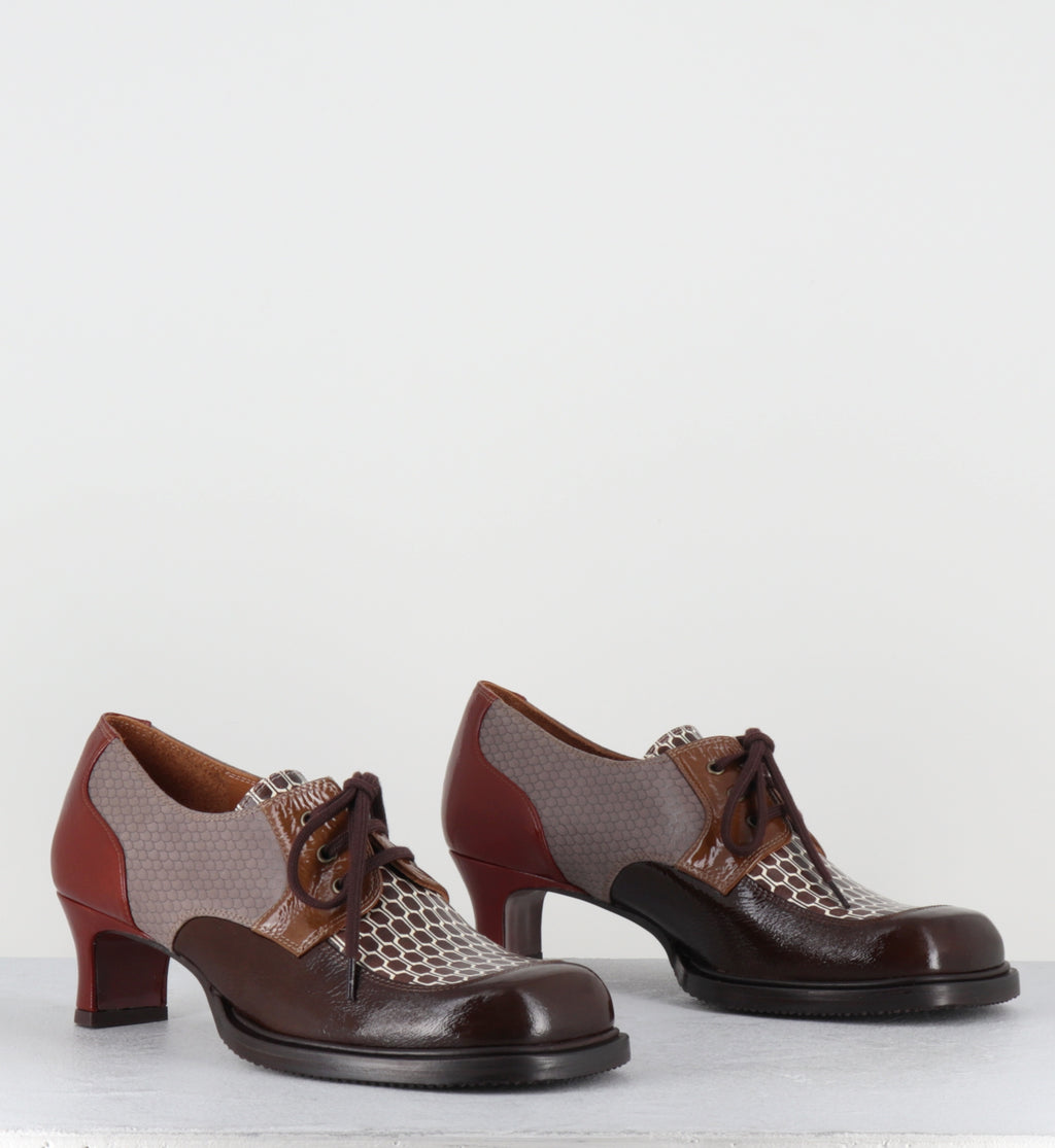 Derby à lacets à talon en cuir marron - BRAIAN SUCRE CHOCO
