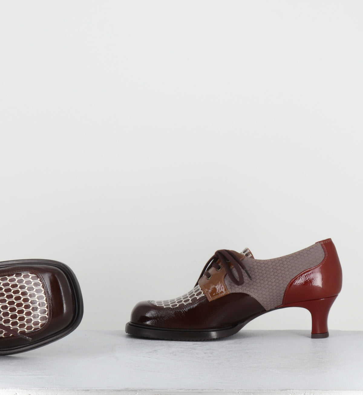 Derby à lacets à talon en cuir marron - BRAIAN SUCRE CHOCO