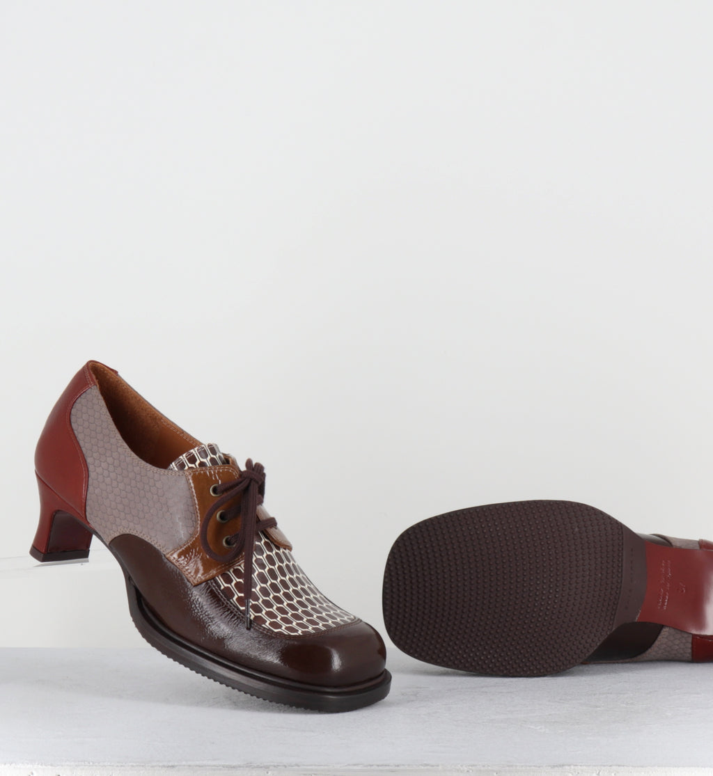 Derby à lacets à talon en cuir marron - BRAIAN SUCRE CHOCO