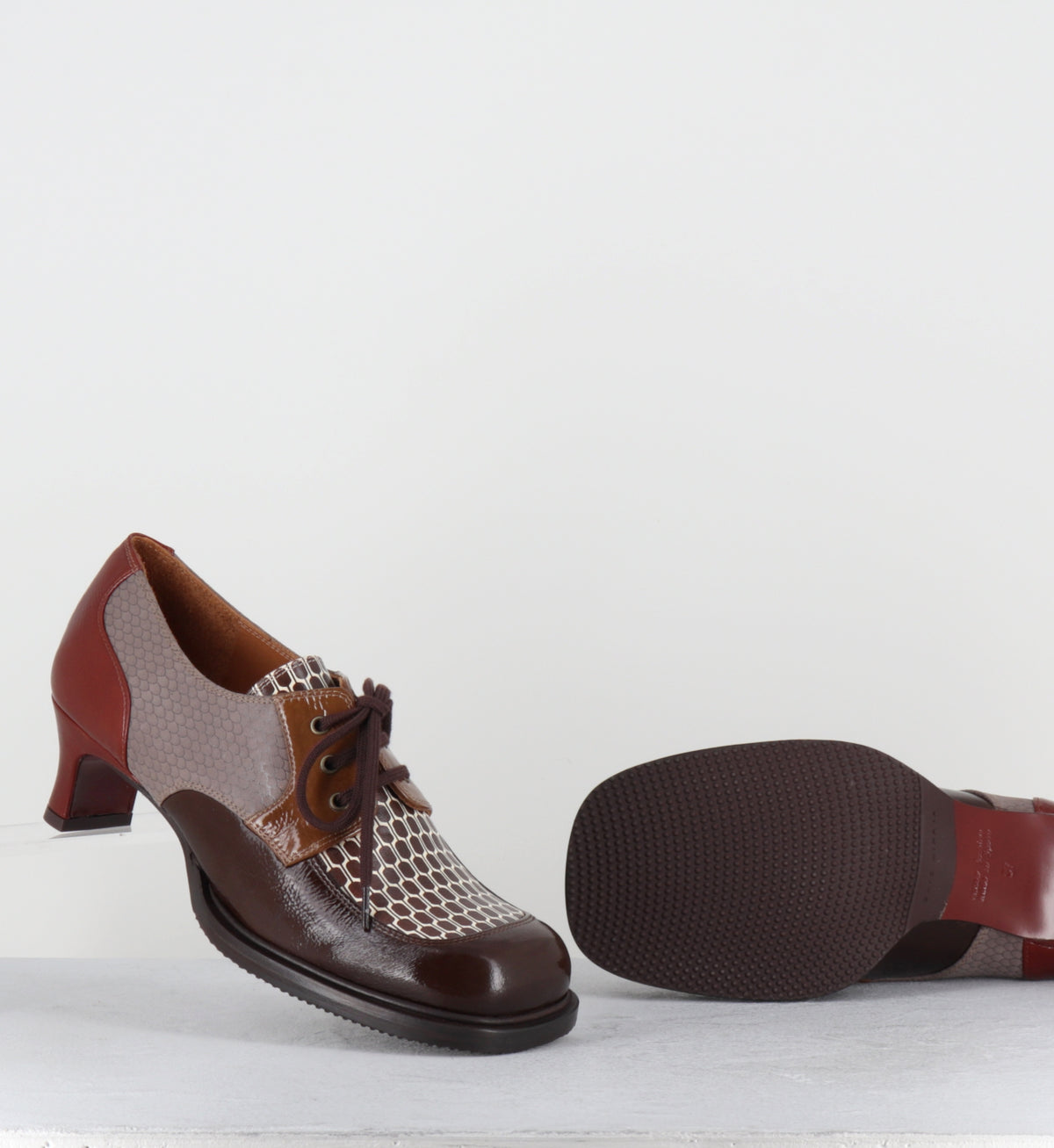 Derby à lacets à talon en cuir marron - BRAIAN SUCRE CHOCO