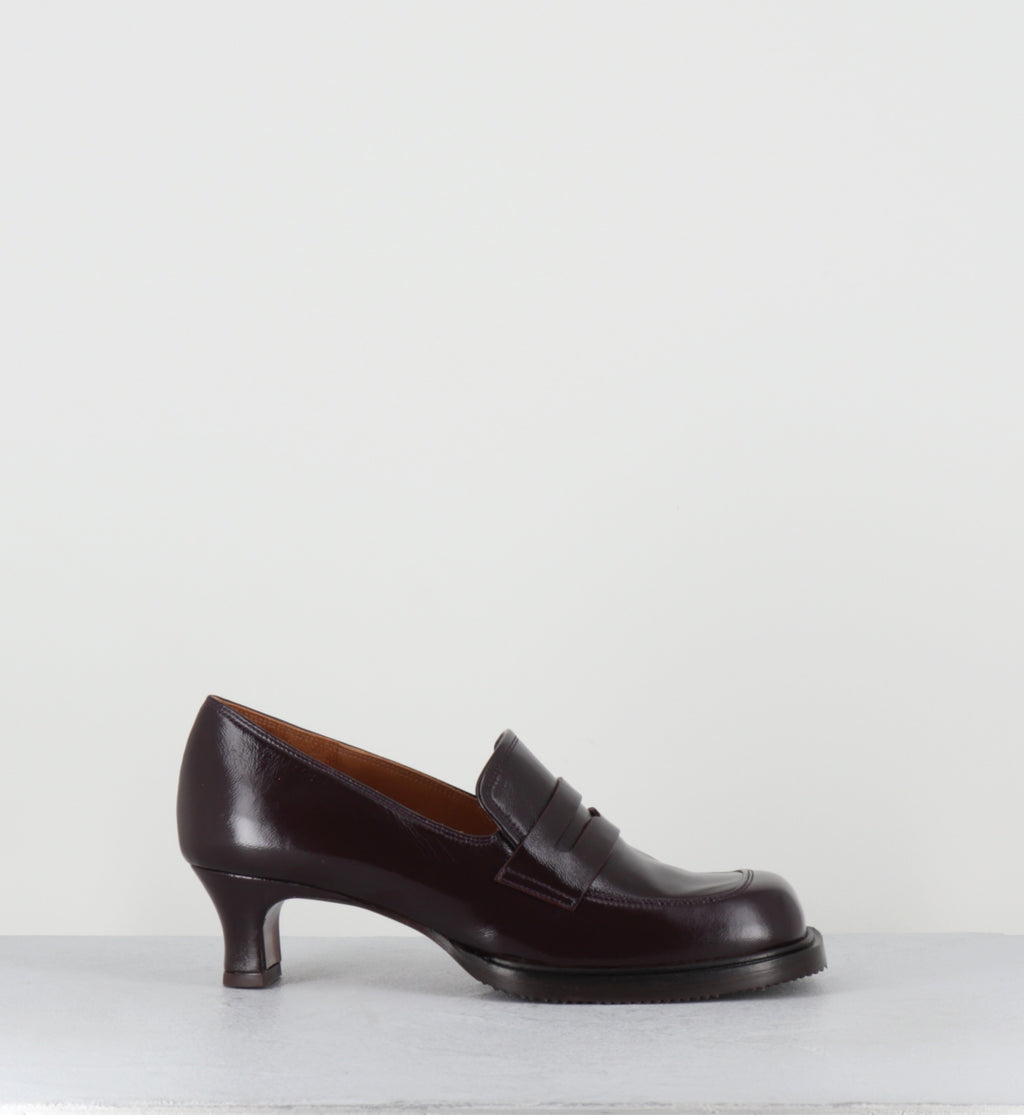 Mocassins à talon en cuir prune - BRONY RAMONA GRAPE