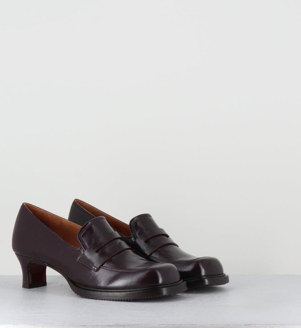 Mocassins à talon en cuir prune - BRONY RAMONA GRAPE