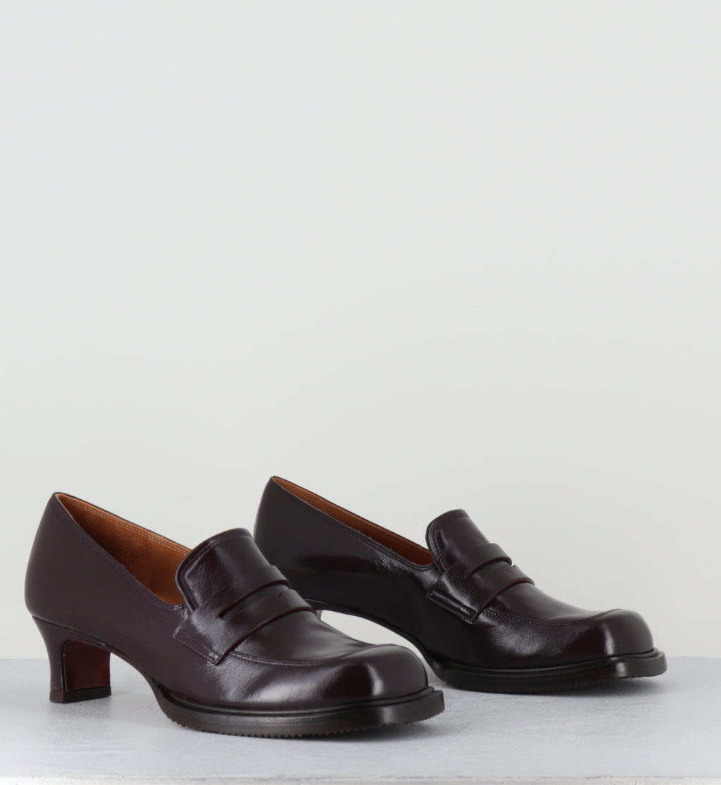 Mocassins à talon en cuir prune - BRONY RAMONA GRAPE