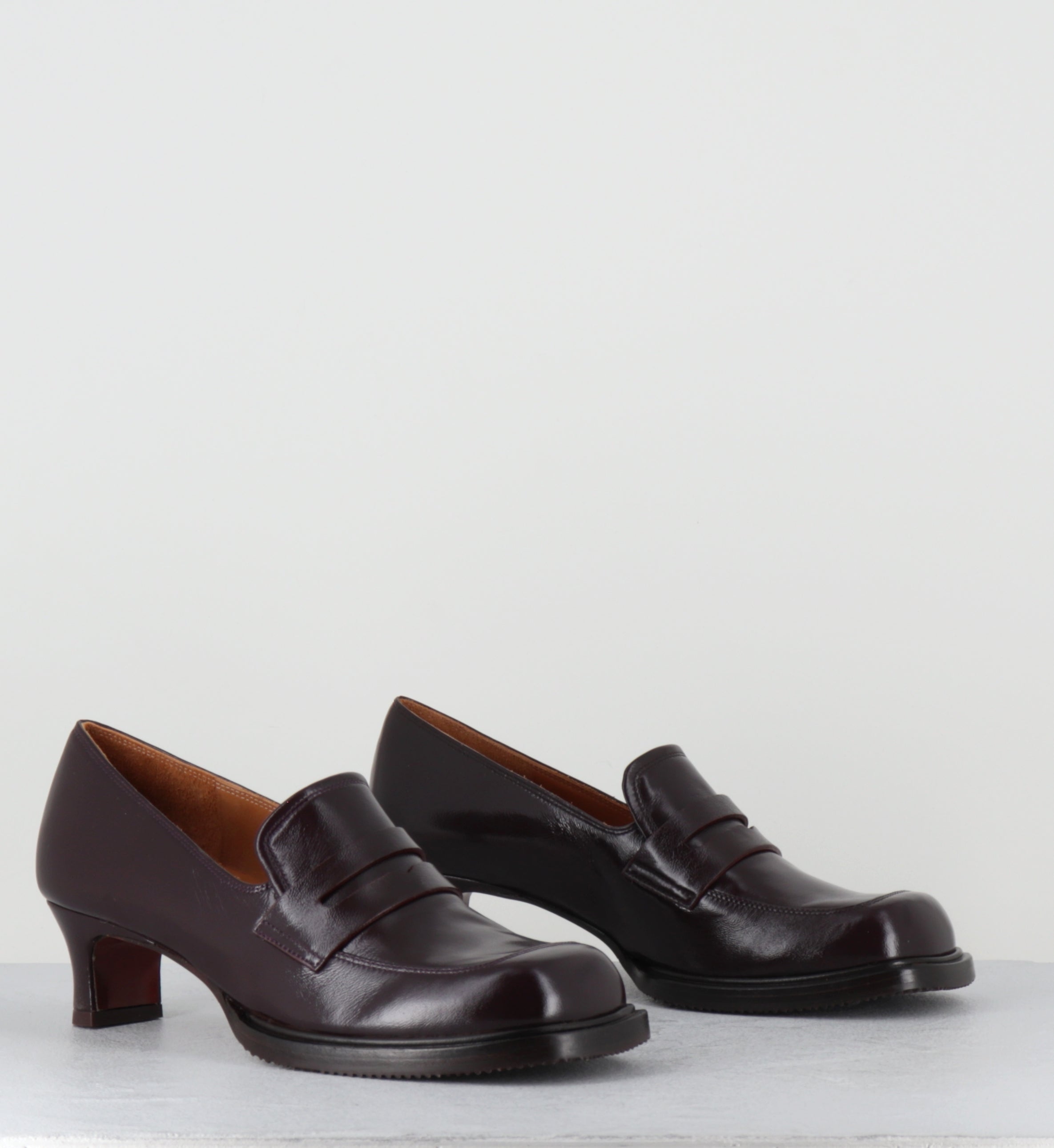Mocassins à talon en cuir prune - BRONY RAMONA GRAPE