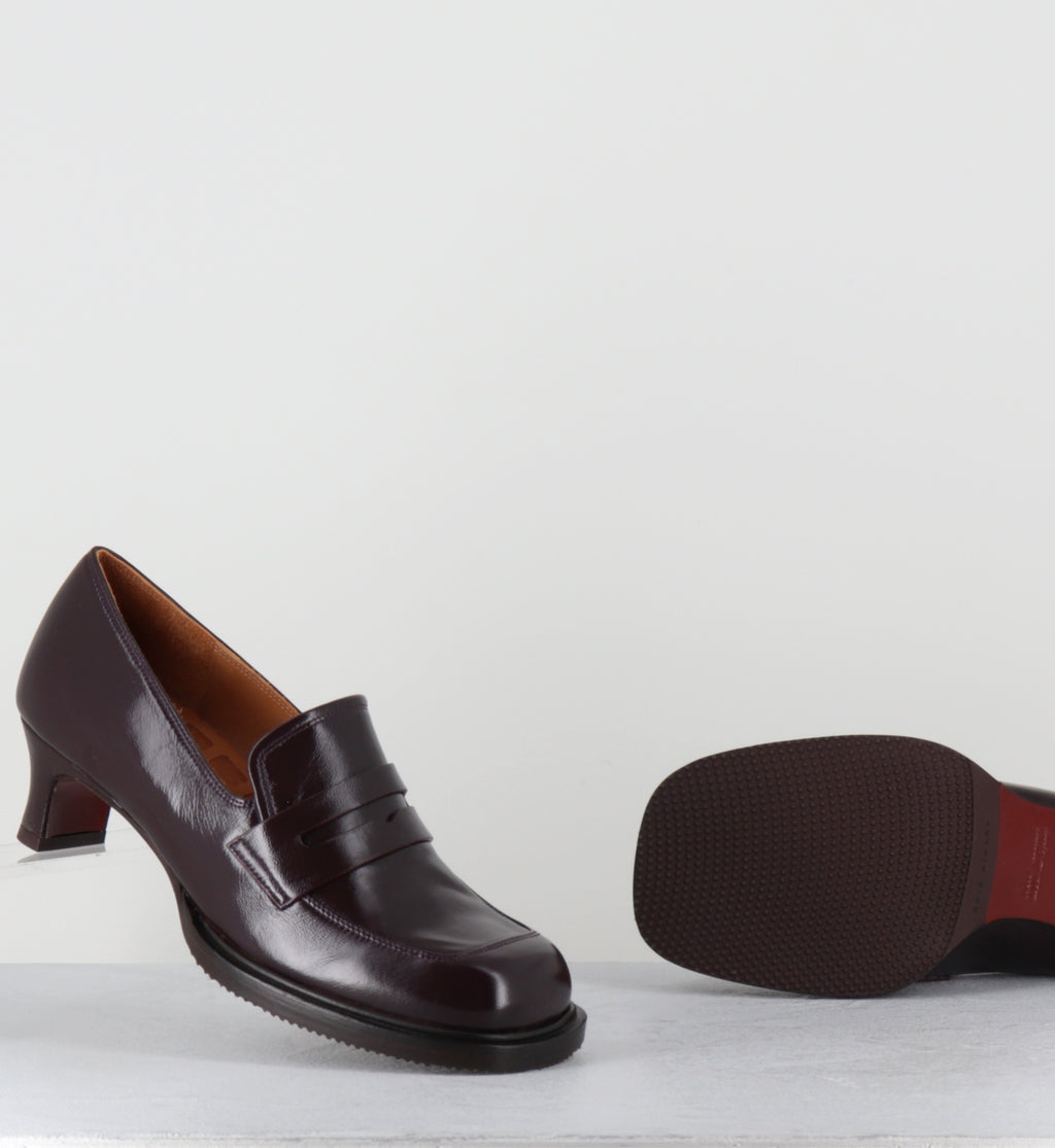 Mocassins à talon en cuir prune - BRONY RAMONA GRAPE