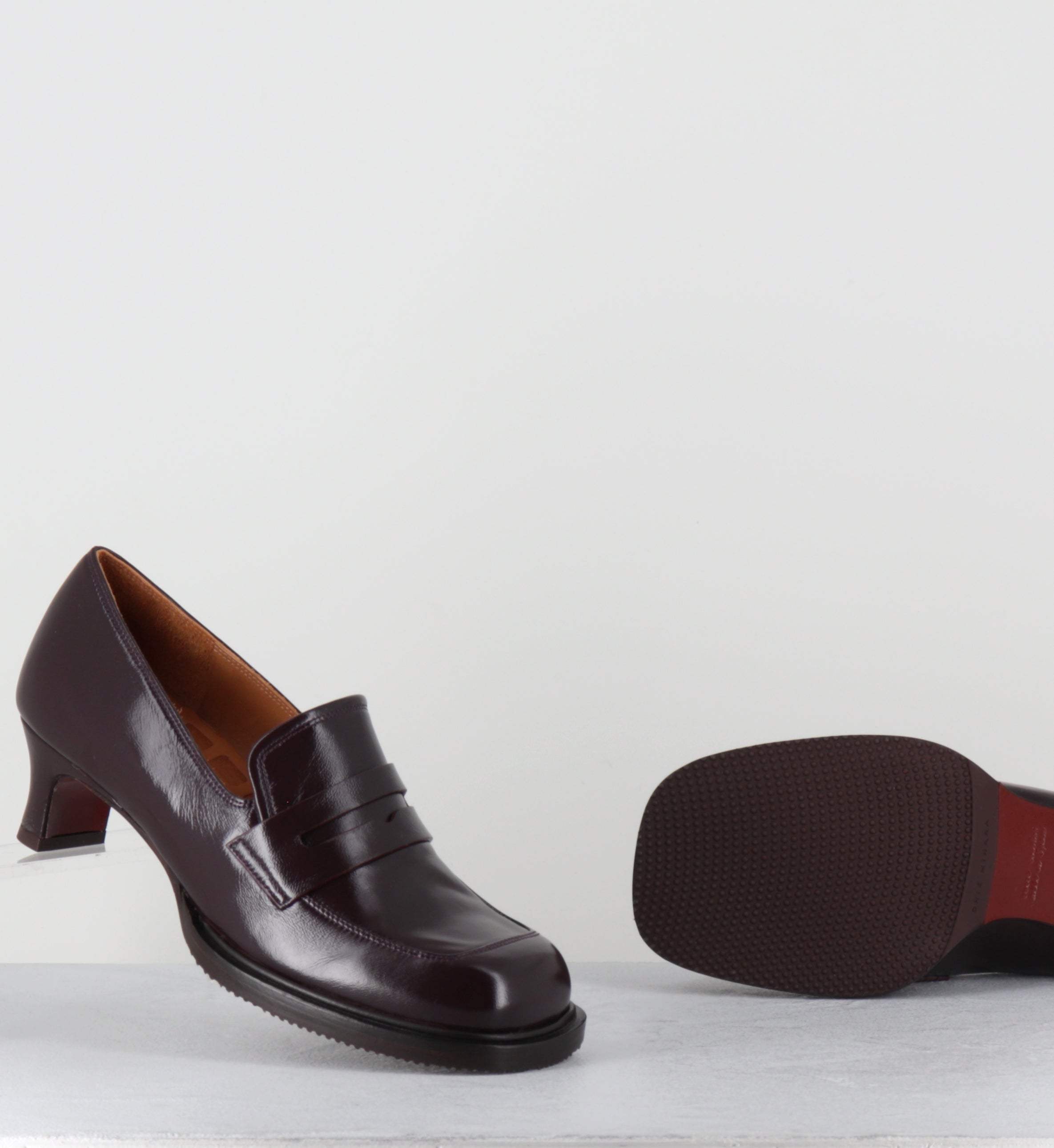 Mocassins à talon en cuir prune - BRONY RAMONA GRAPE