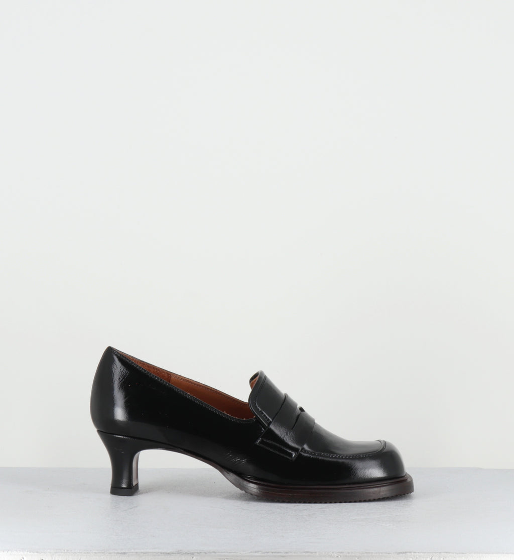 Mocassins à talon en cuir noir - BRONY RAMONA NEGRO