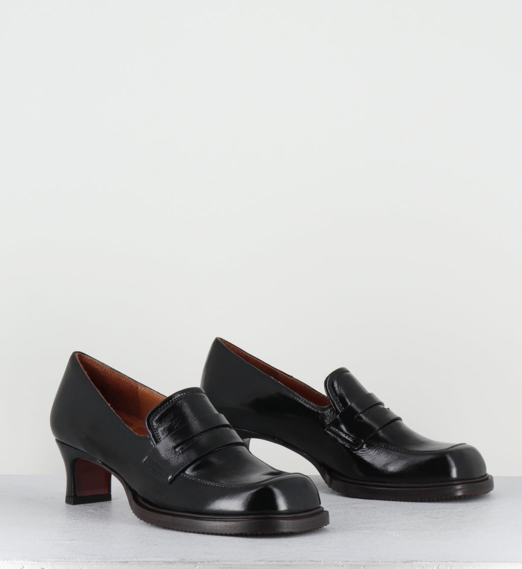 Mocassins à talon en cuir noir - BRONY RAMONA NEGRO