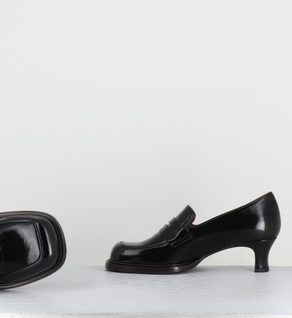 Mocassins à talon en cuir noir - BRONY RAMONA NEGRO