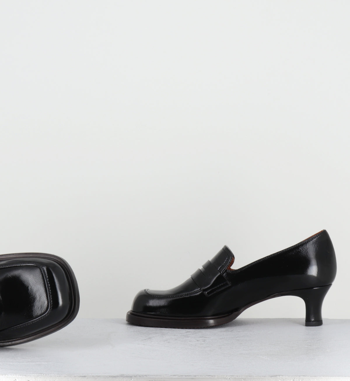Mocassins à talon en cuir noir - BRONY RAMONA NEGRO