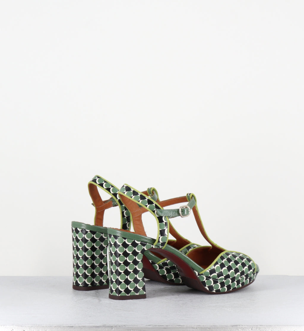 Sandales à plateforme en cuir à imprimé vert - KEDUNI48 TEGO JADE