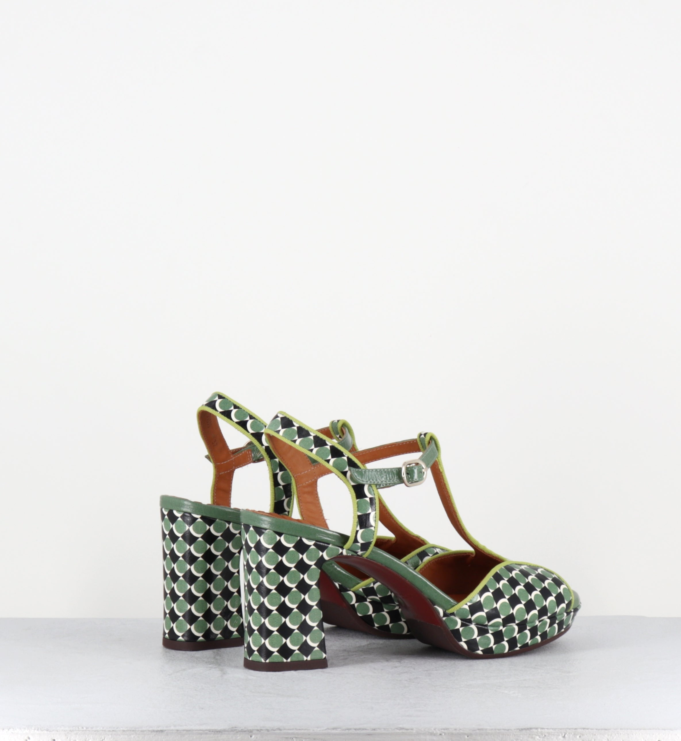 Sandales à plateforme en cuir à imprimé vert - KEDUNI48 TEGO JADE