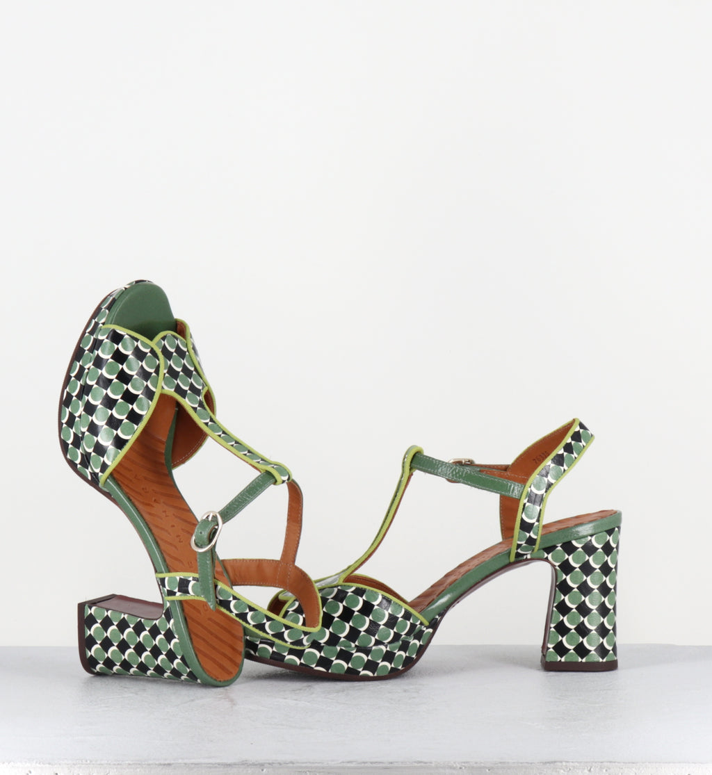 Sandales à plateforme en cuir à imprimé vert - KEDUNI48 TEGO JADE
