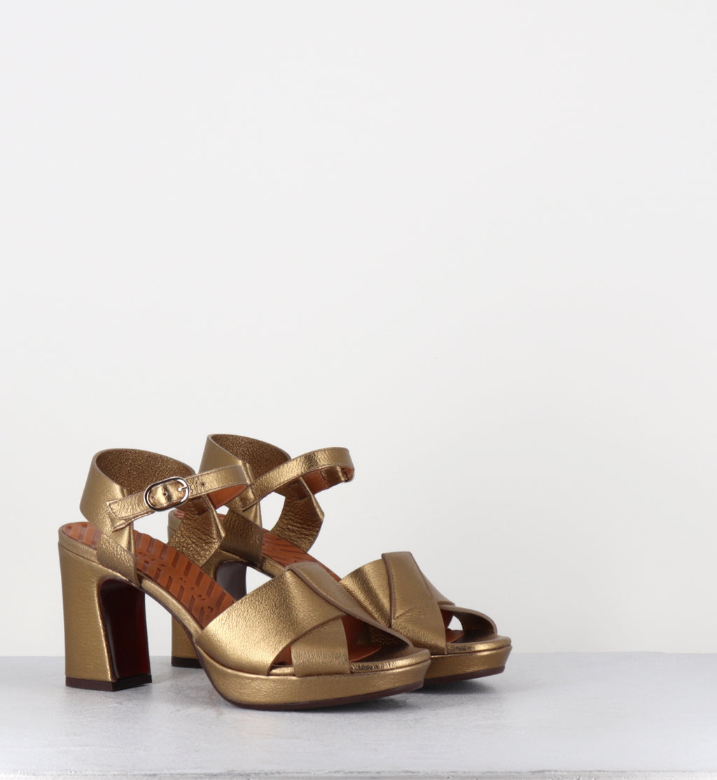 Sandales à plateforme en cuir bronze - KIELA DALI BRONCE