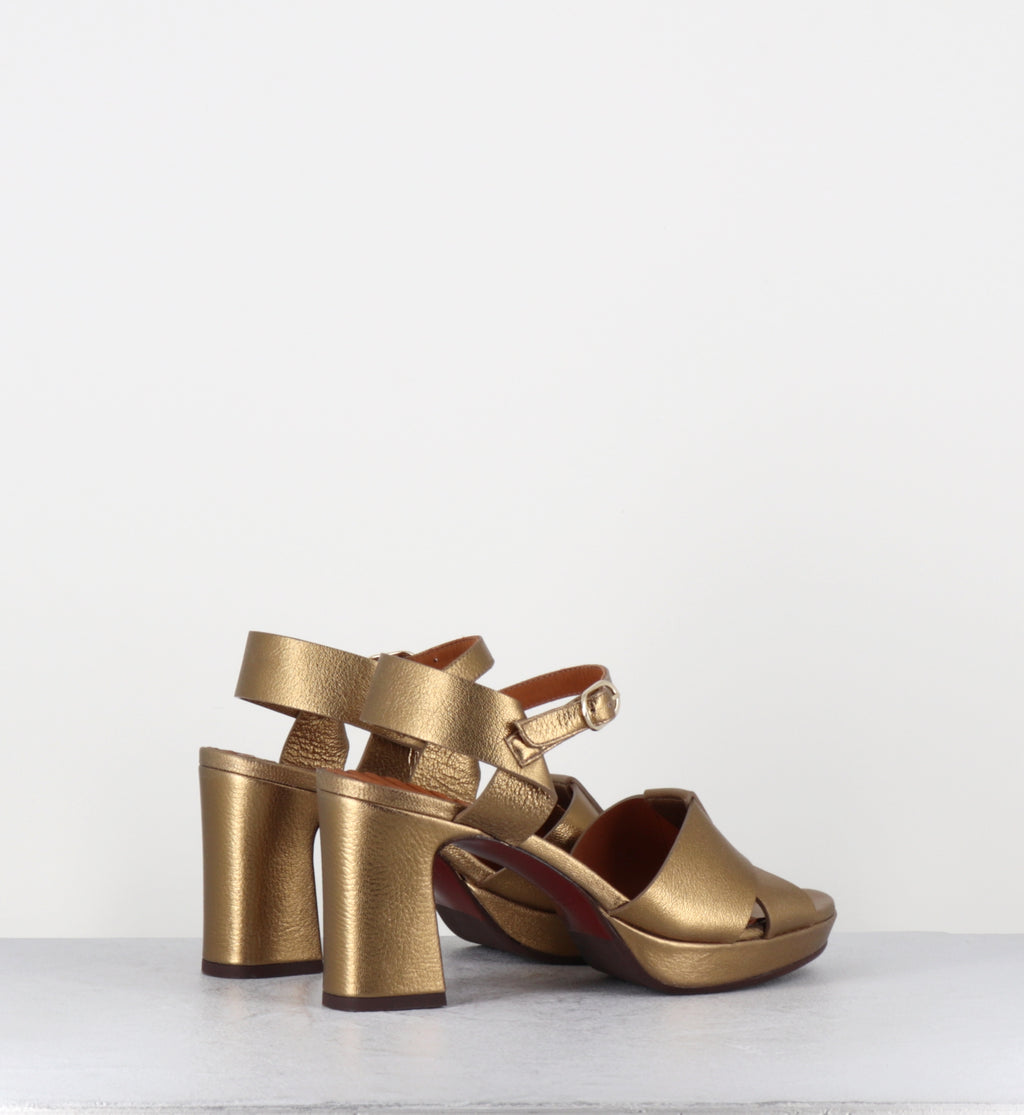 Sandales à plateforme en cuir bronze - KIELA DALI BRONCE
