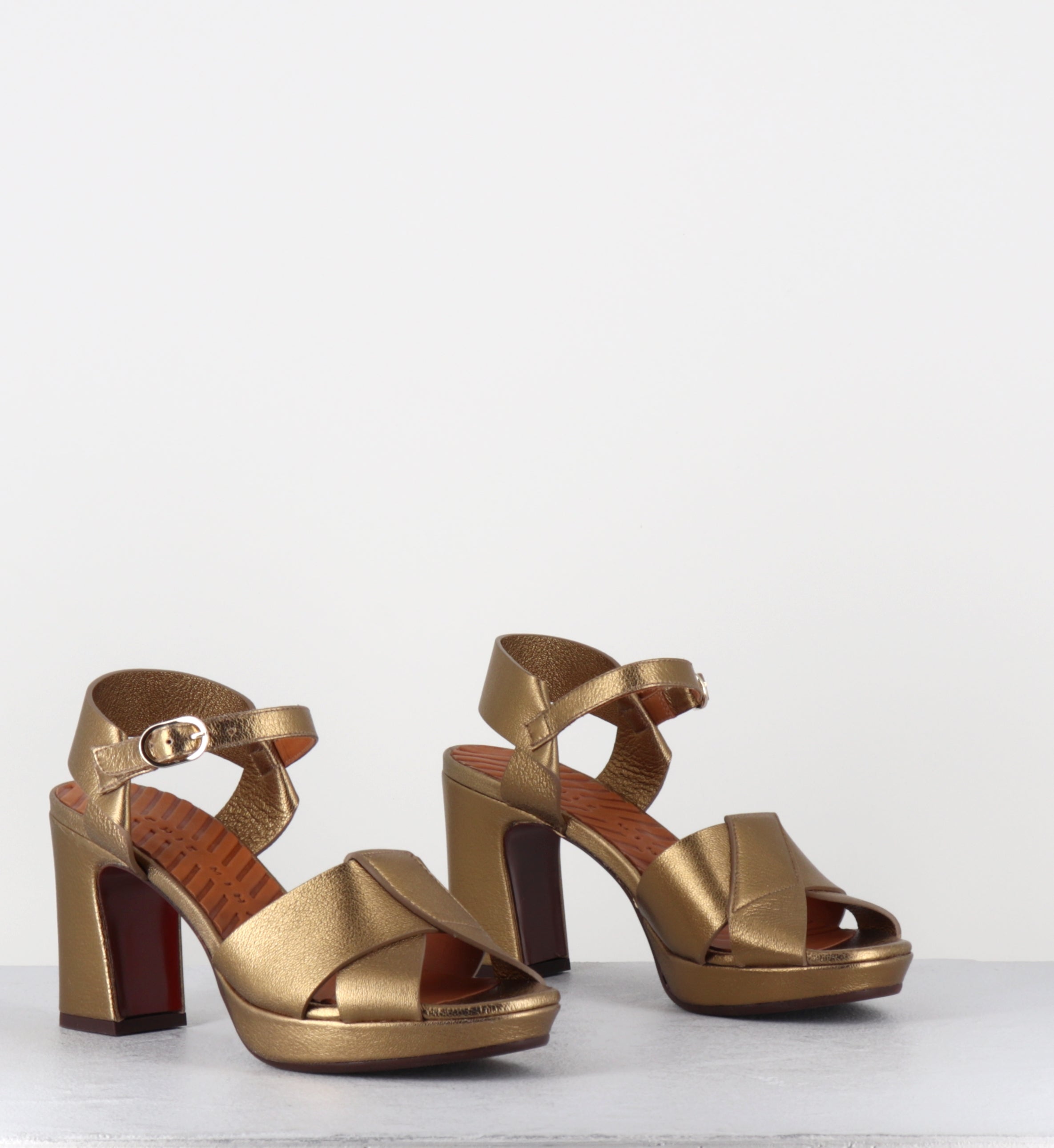 Sandales à plateforme en cuir bronze - KIELA DALI BRONCE