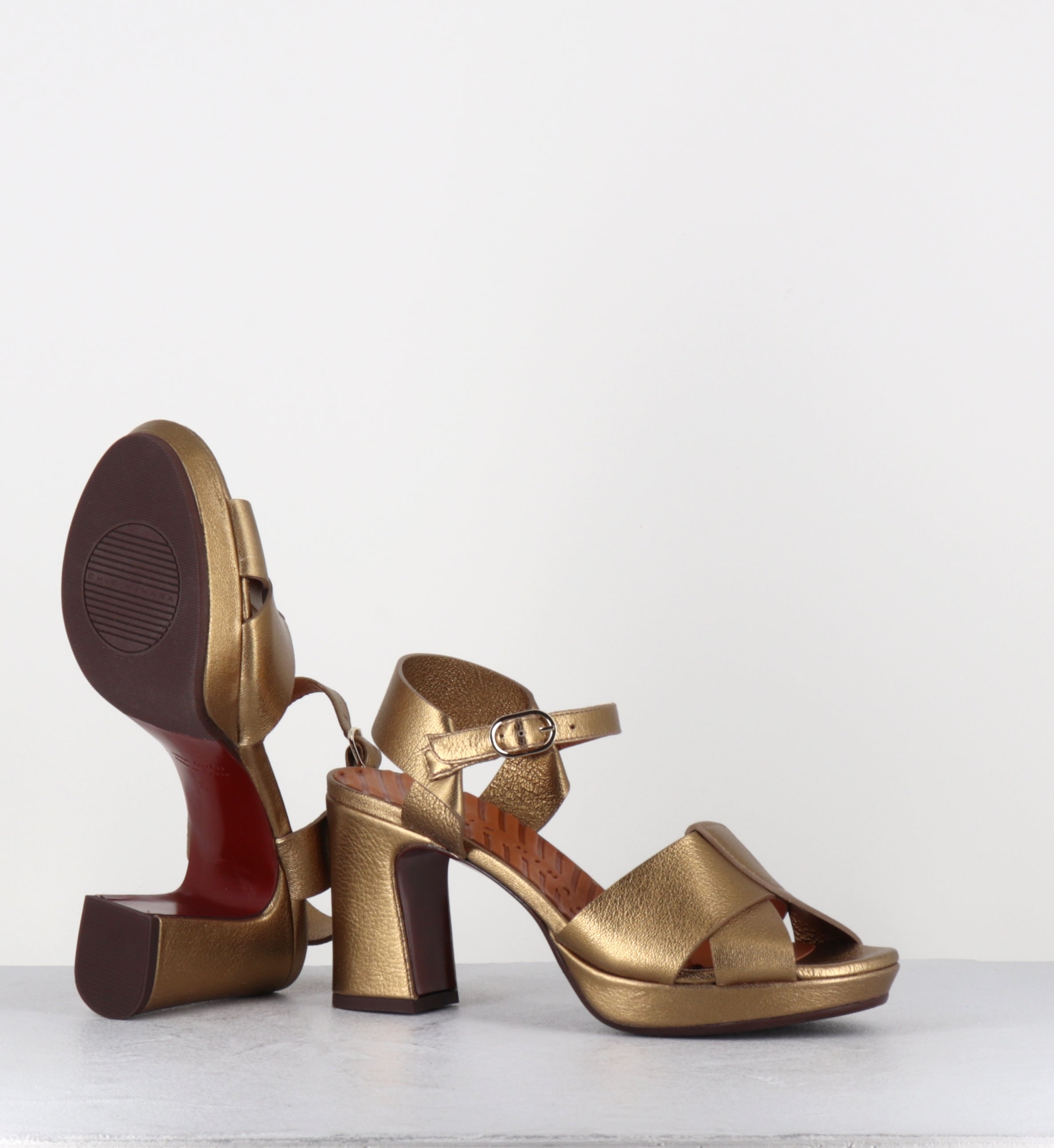 Sandales à plateforme en cuir bronze - KIELA DALI BRONCE