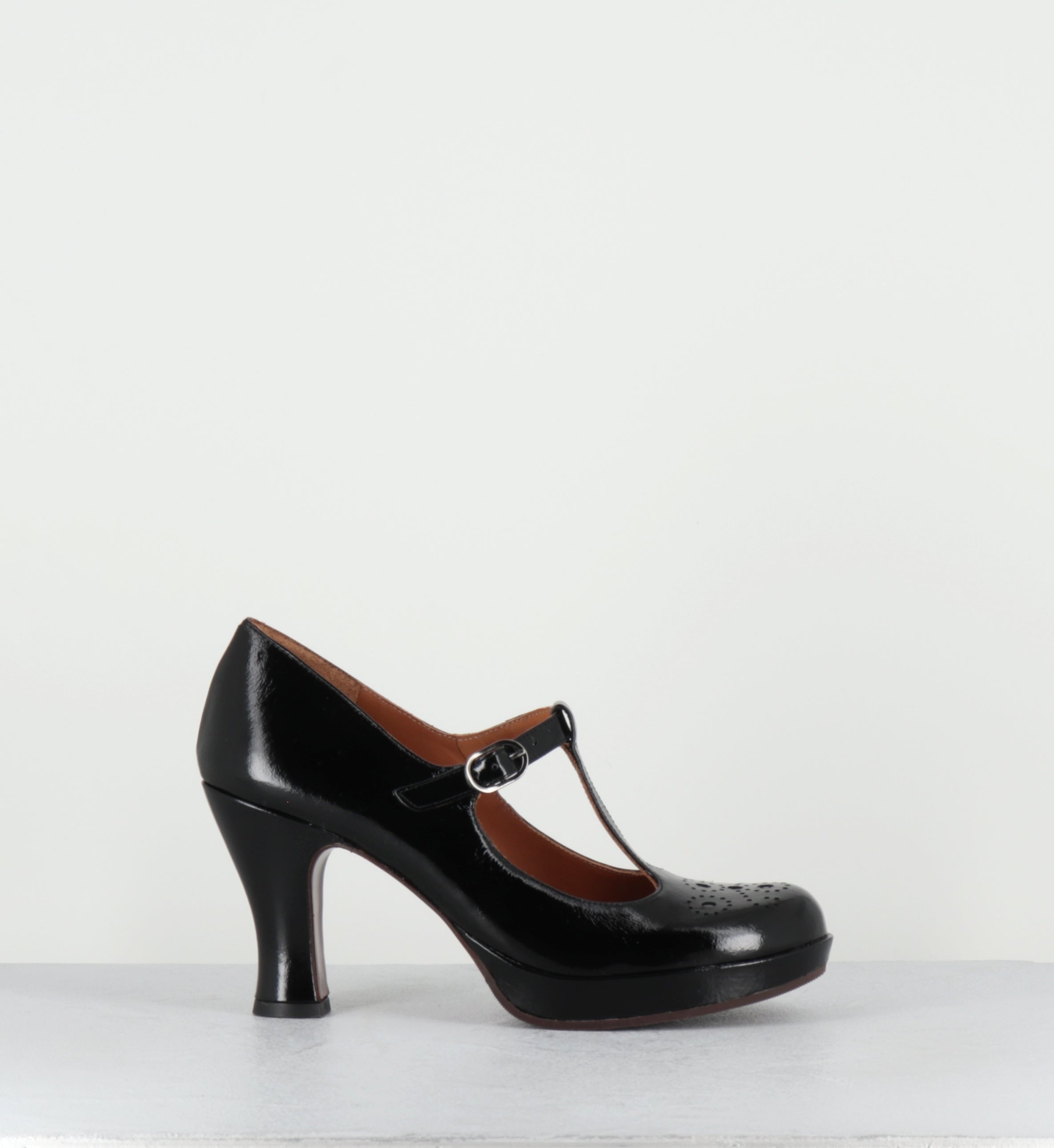 Escarpins salomé à plateforme vernis noir - KOKESHI SUCRE NEGRO