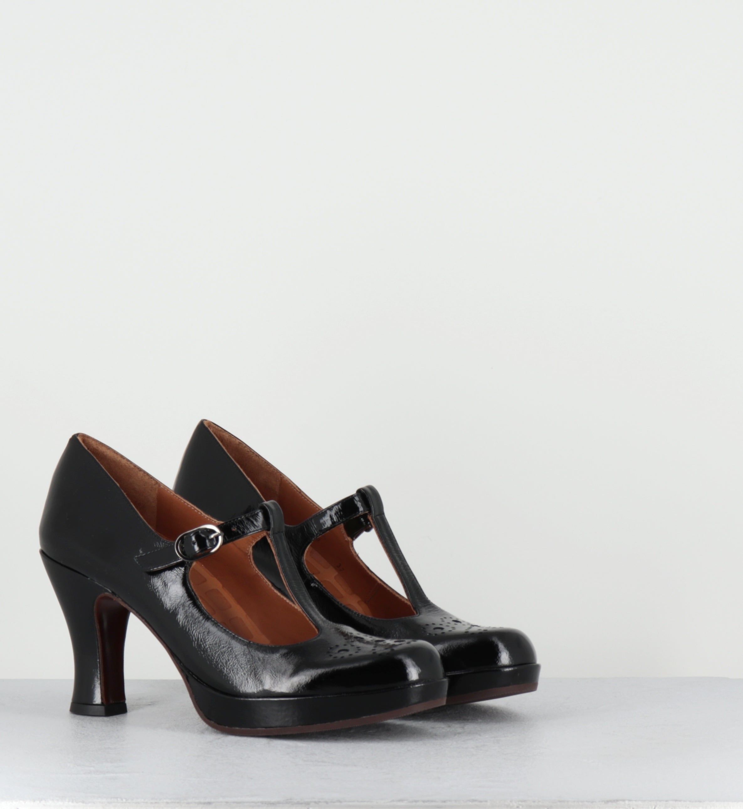 Escarpins salomé à plateforme vernis noir - KOKESHI SUCRE NEGRO