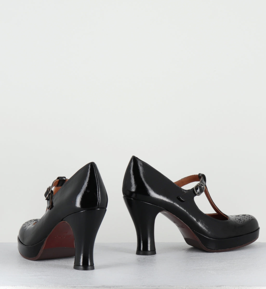 Escarpins salomé à plateforme vernis noir - KOKESHI SUCRE NEGRO
