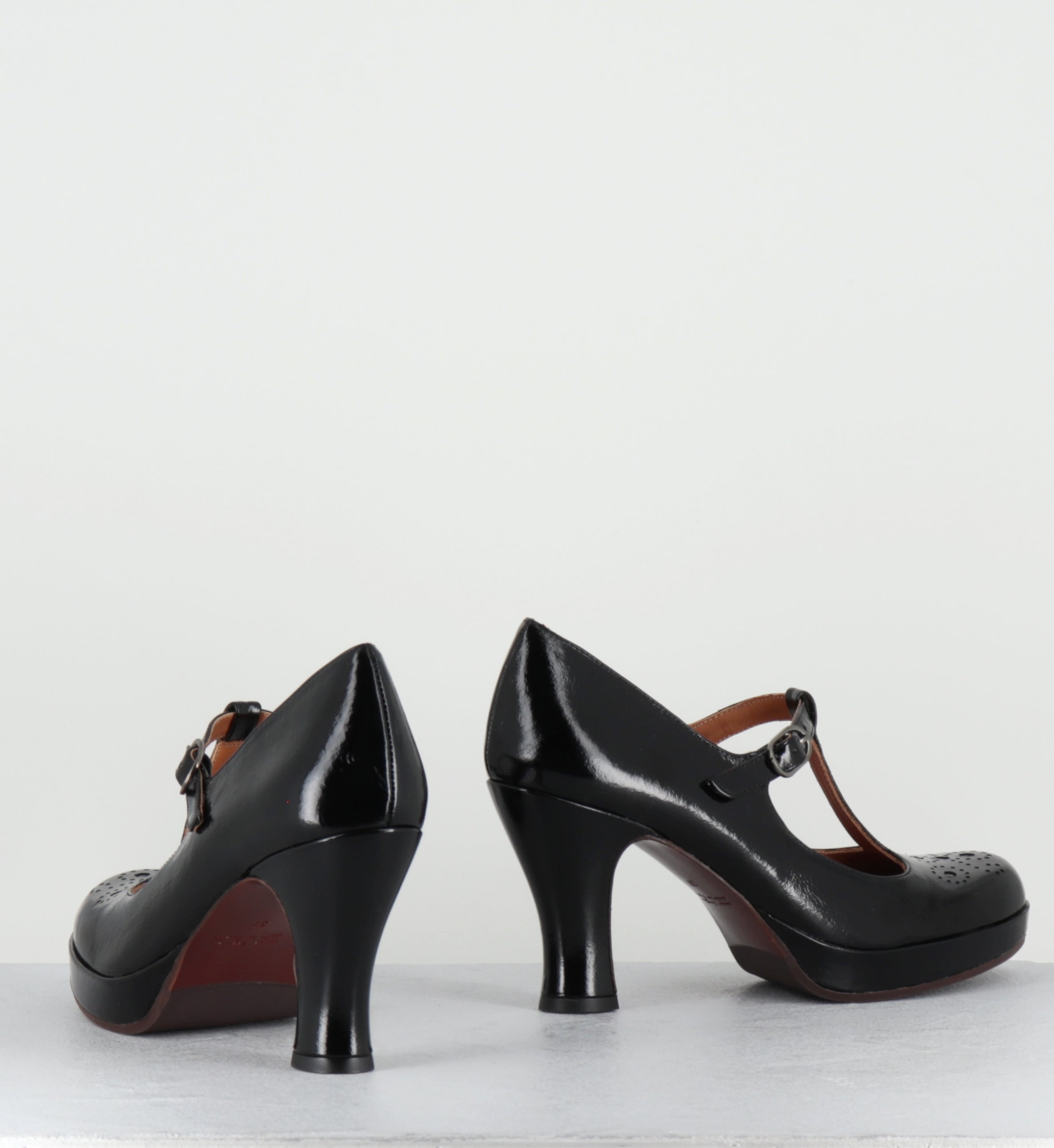 Escarpins salomé à plateforme vernis noir - KOKESHI SUCRE NEGRO