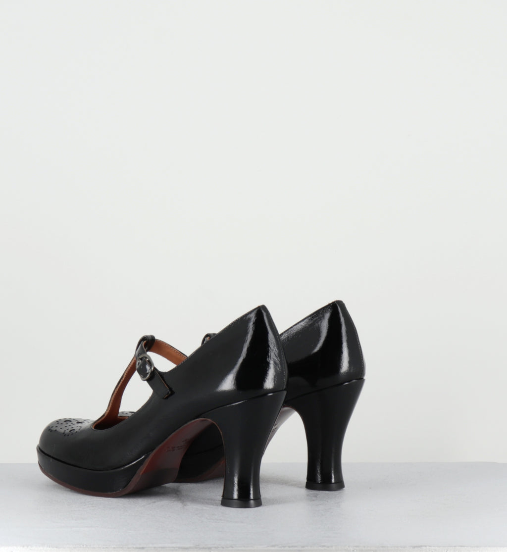 Escarpins salomé à plateforme vernis noir - KOKESHI SUCRE NEGRO