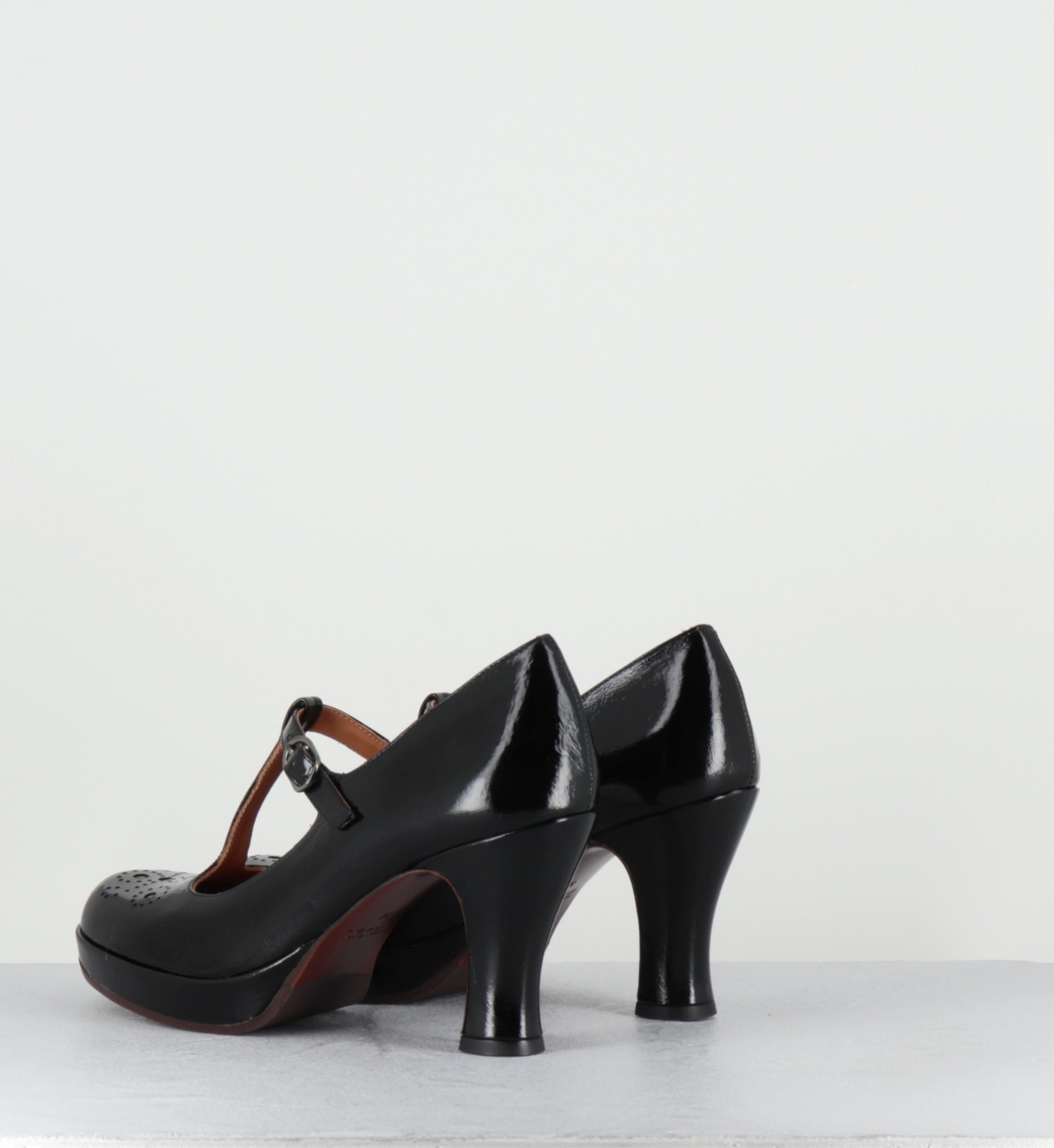 Escarpins salomé à plateforme vernis noir - KOKESHI SUCRE NEGRO